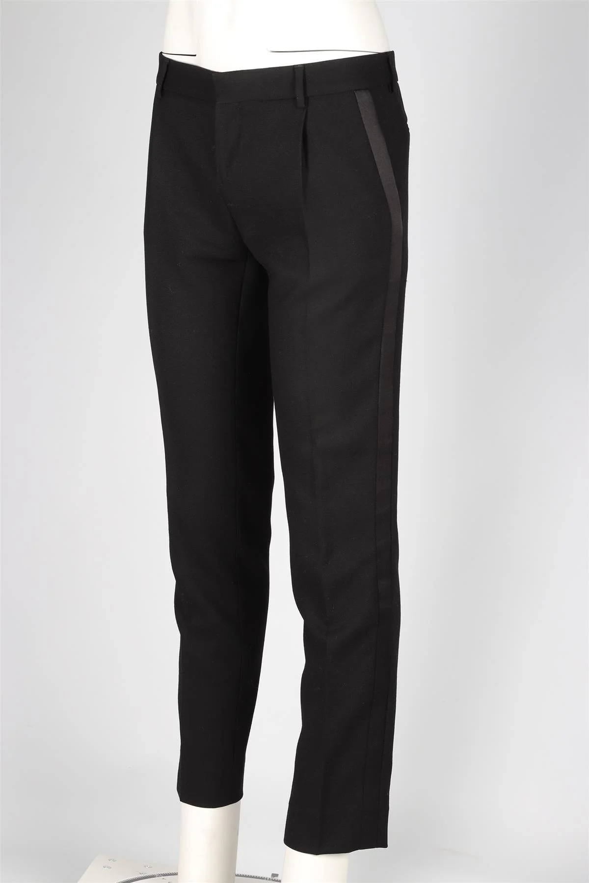 SAINT LAURENT BLACK WOOL STRAIGHT LEG PANTS FR 40 UK 12 - Image 3