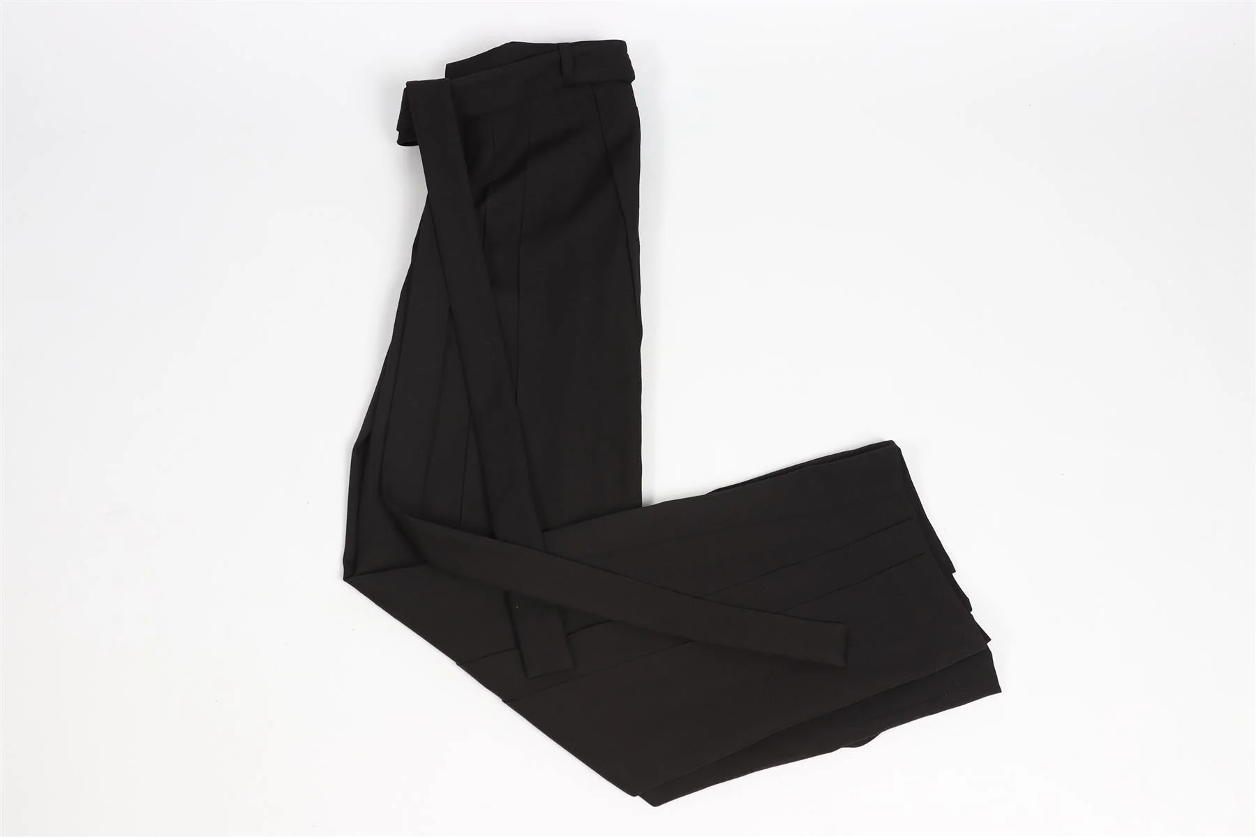 SAINT LAURENT BLACK WOOL WIDE LEG PANTS FR 34 UK 6 - Image 2