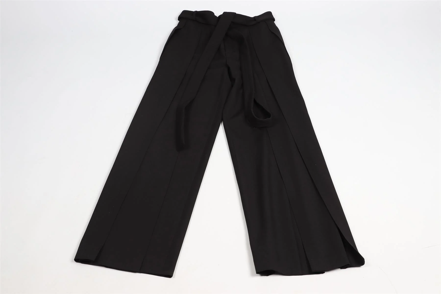SAINT LAURENT BLACK WOOL WIDE LEG PANTS FR 34 UK 6 - Image 3