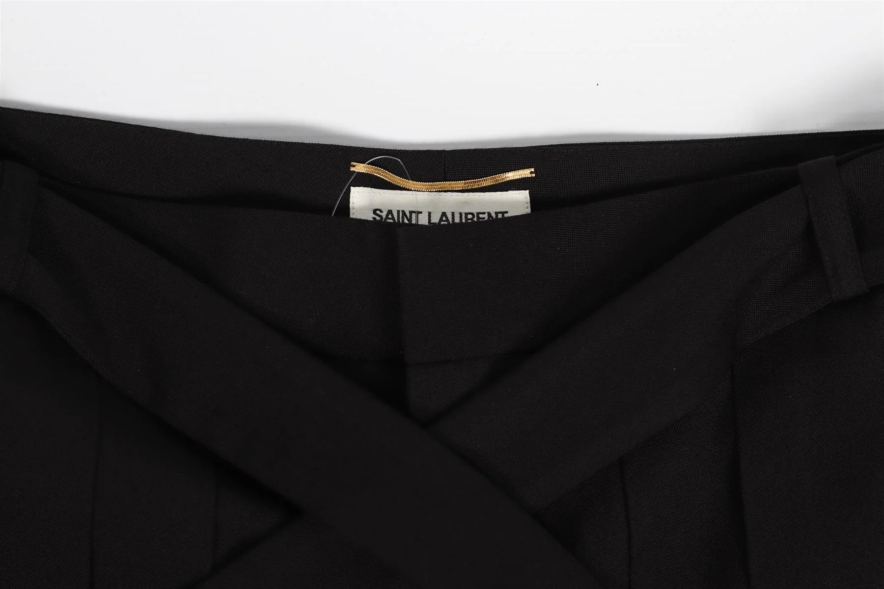 SAINT LAURENT BLACK WOOL WIDE LEG PANTS FR 34 UK 6 - Image 4