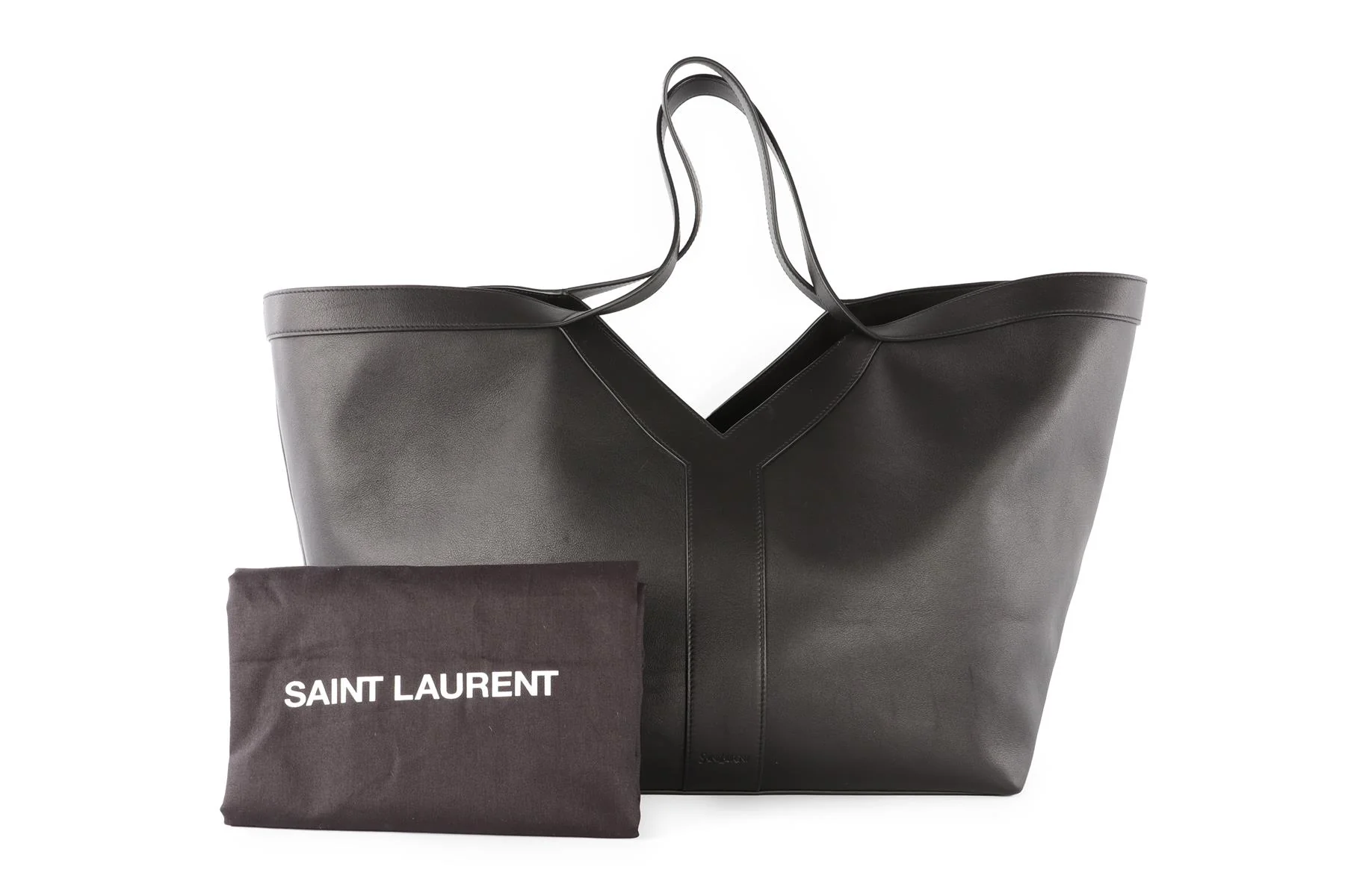 SAINT LAURENT BLACK Y LEATHER TOTE BAG - Image 12
