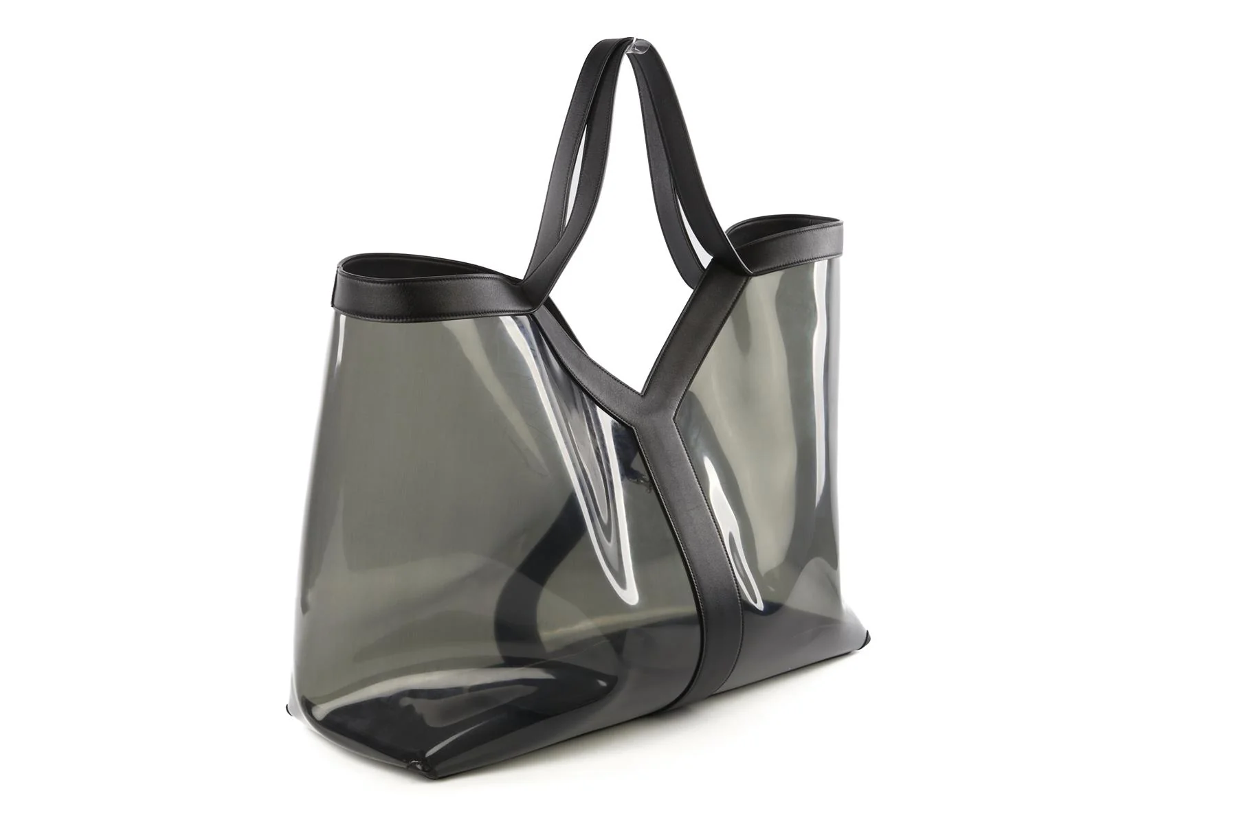 SAINT LAURENT BLACK Y PVC AND LEATHER TOTE BAG - Image 3