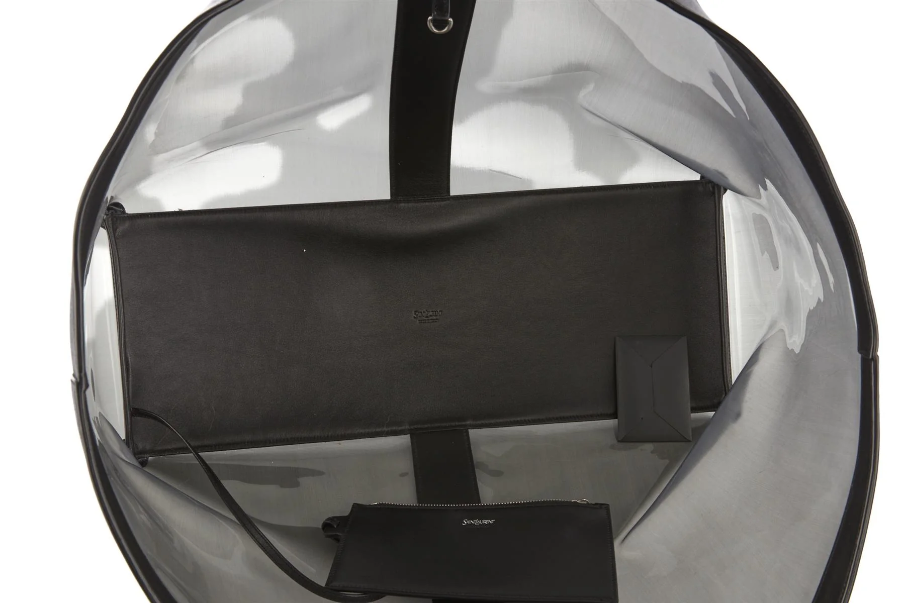 SAINT LAURENT BLACK Y PVC AND LEATHER TOTE BAG - Image 8