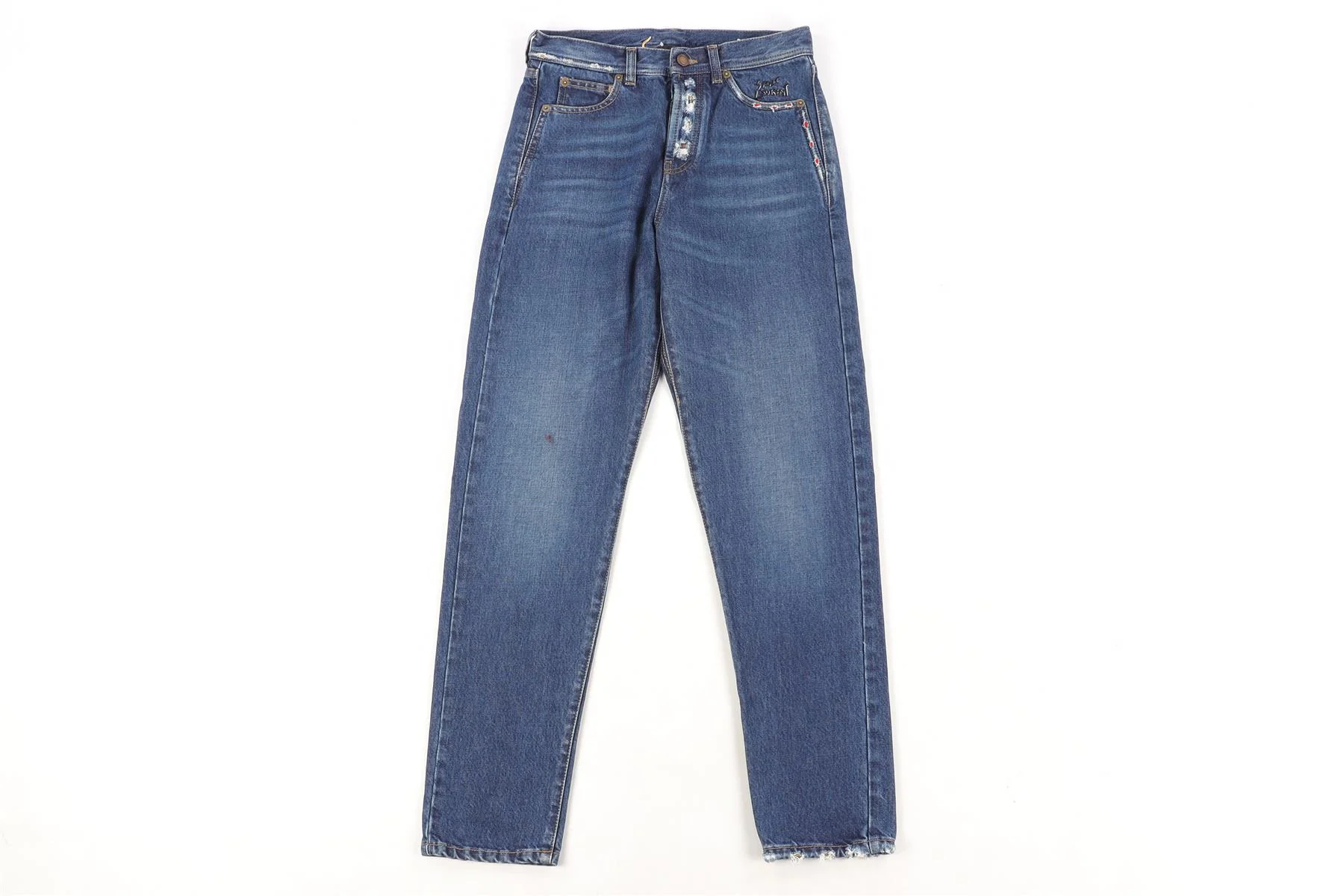 SAINT LAURENT BLUE DENIM STRAIGHT LEG JEANS W27 UK 8/10 - Image 2