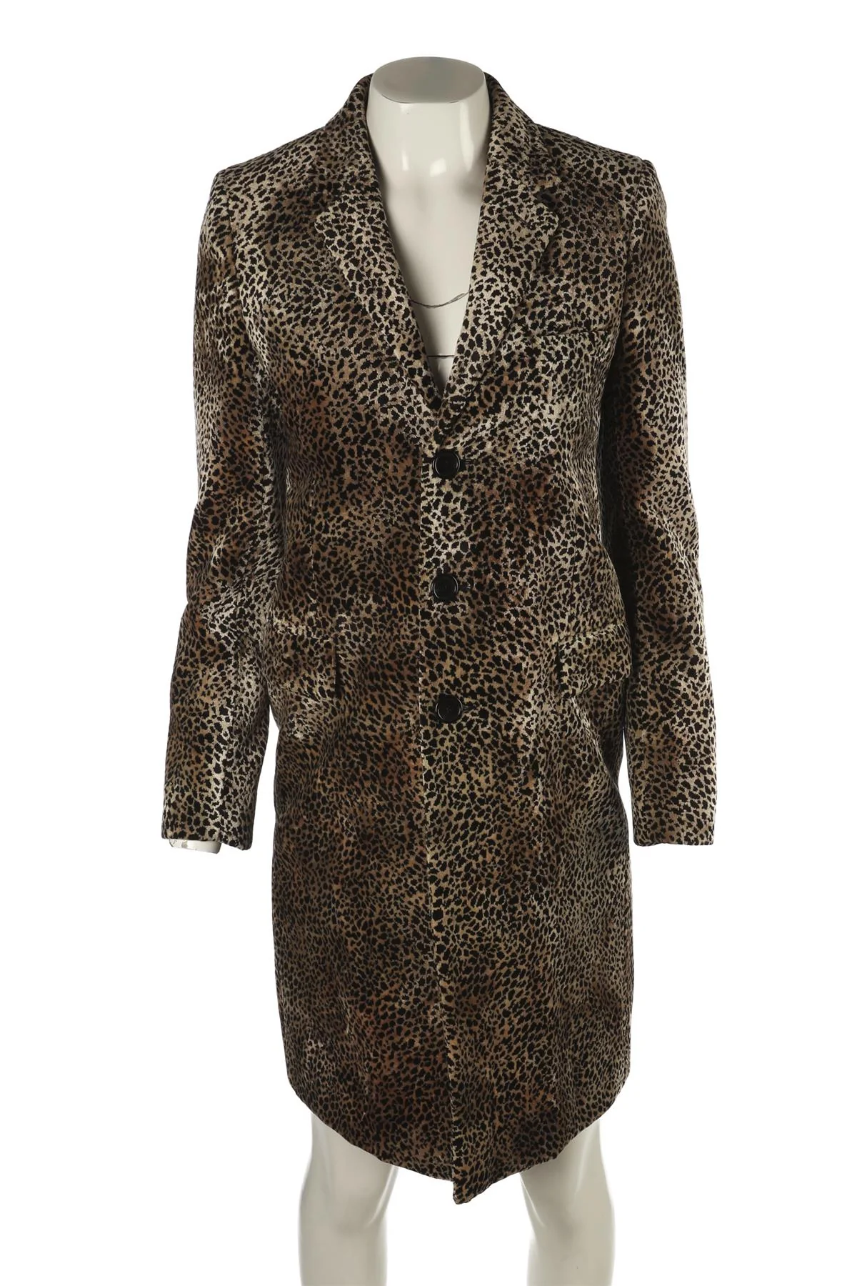 SAINT LAURENT BROWN AND BLACK PRINTED VELVET COAT FR 36 UK 8 - Image 2