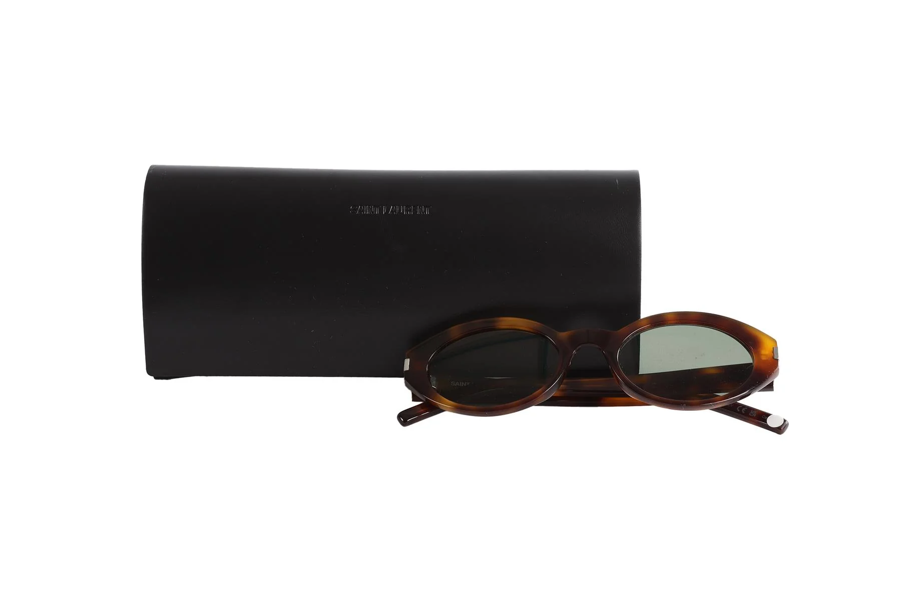 SAINT LAURENT BROWN OVAL FRAME ACETATE SUNGLASSES - Image 8