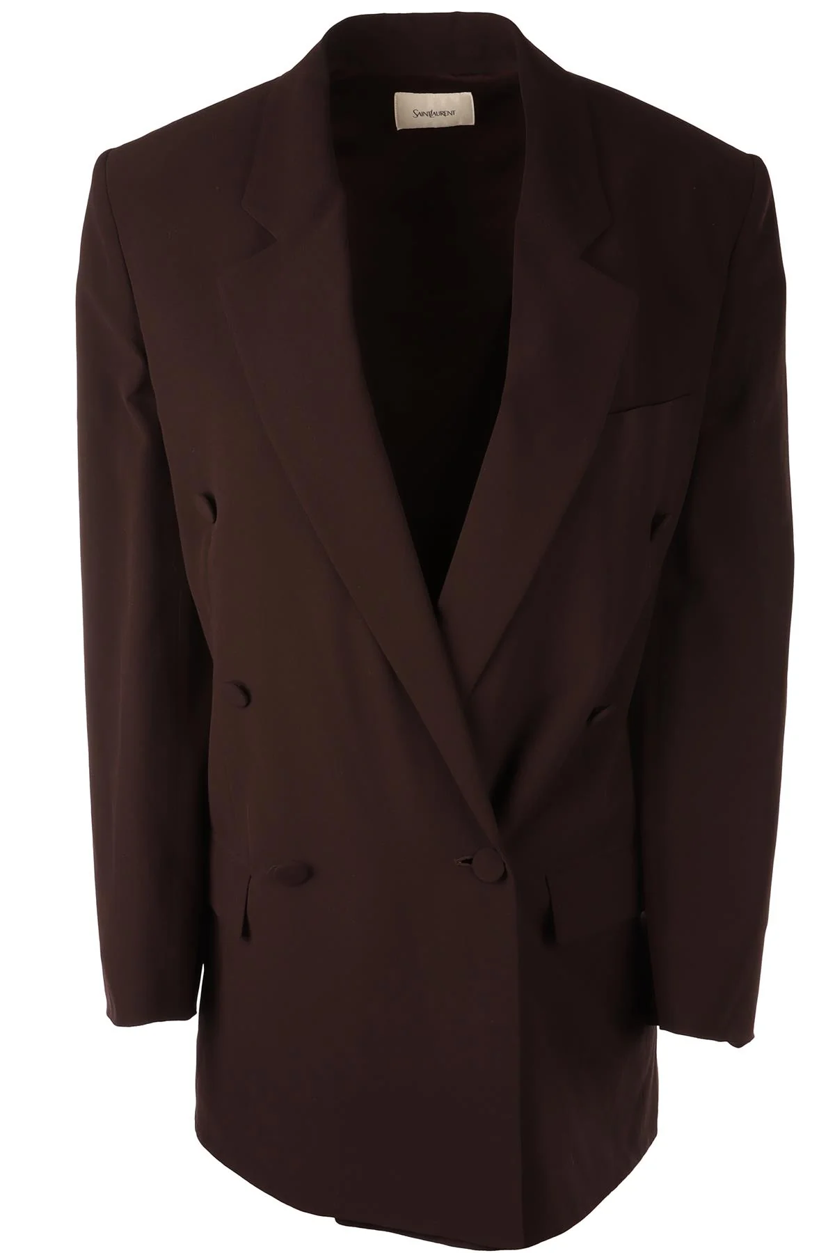 SAINT LAURENT BROWN SILK BLAZER FR 36 UK 8
