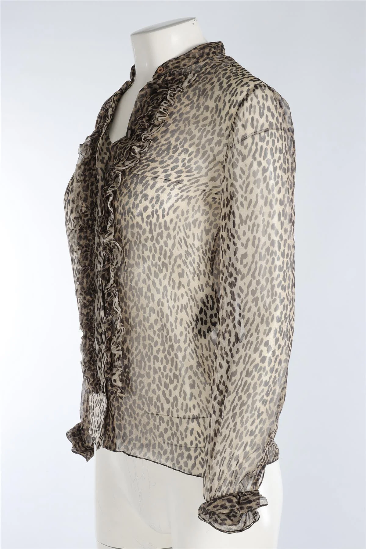 SAINT LAURENT BROWN SILK SHIRT FR 36 UK 6 - Image 3