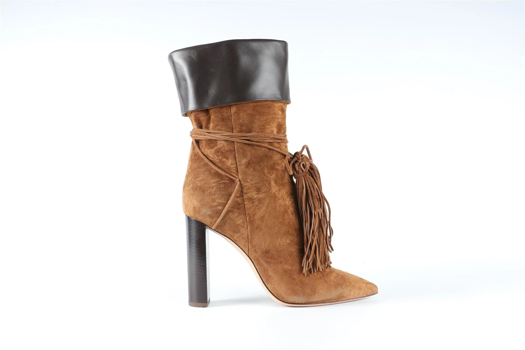 SAINT LAURENT BROWN SUEDE ANKLE BOOTS EU 39.5 UK 6.5 US 9.5 - Image 2