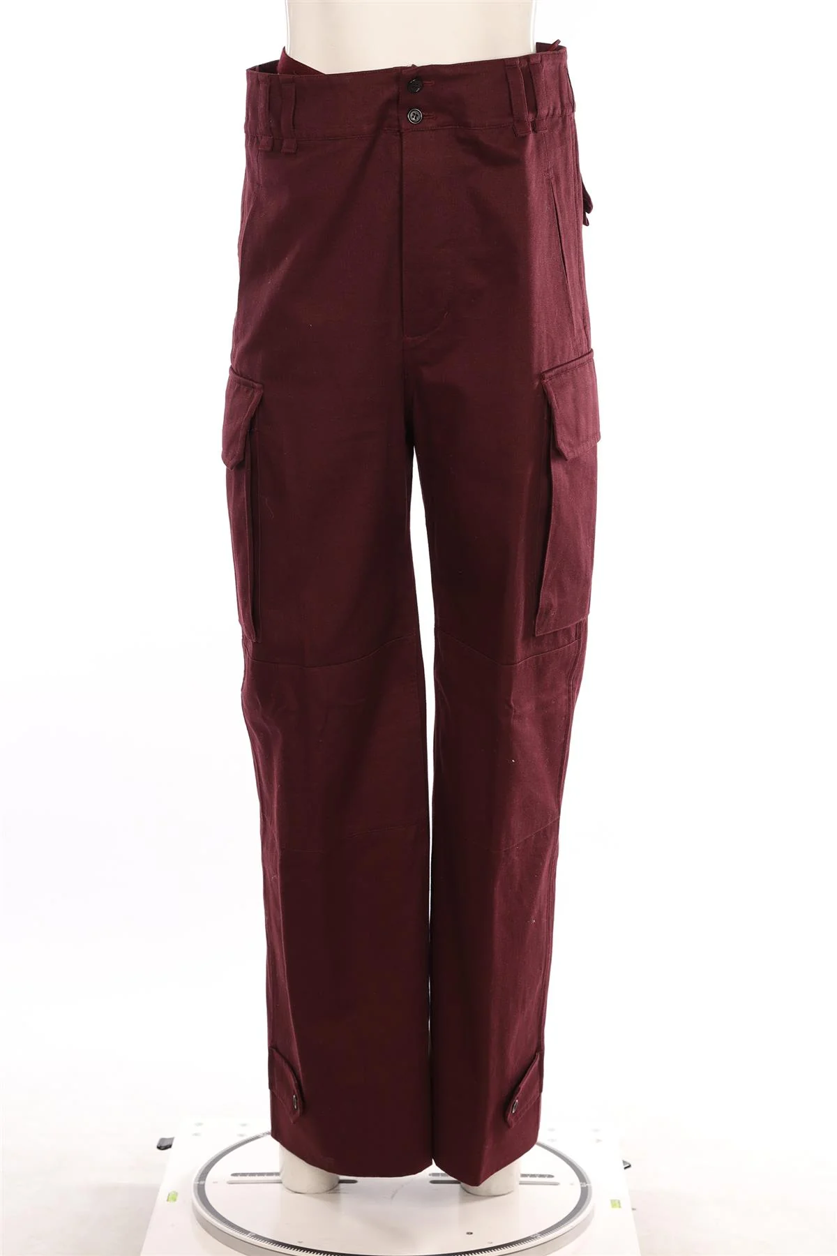 SAINT LAURENT BURGUNDY COTTON WIDE LEG PANTS FR 36 UK 8 - Image 2