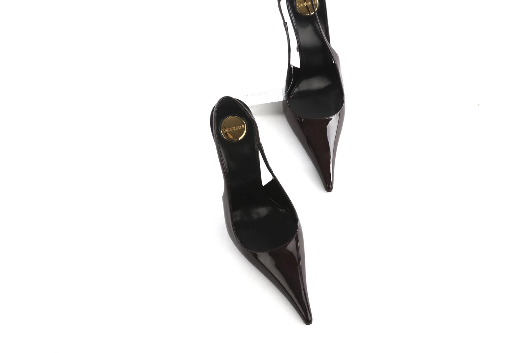 SAINT LAURENT BURGUNDY VENDOME PATENT LEATHER SLINGBACK PUMPS EU 39 UK 6 US 9 - Image 4