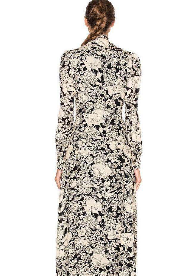 SAINT LAURENT CHIFFON FLORAL LONG MAXI DRESS FR 38 UK 10 - Image 10