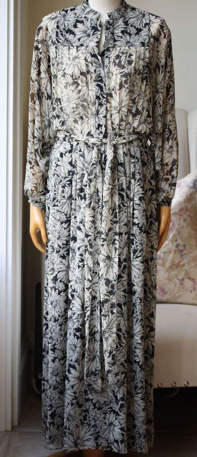 SAINT LAURENT CHIFFON FLORAL LONG MAXI DRESS FR 38 UK 10 - Image 4