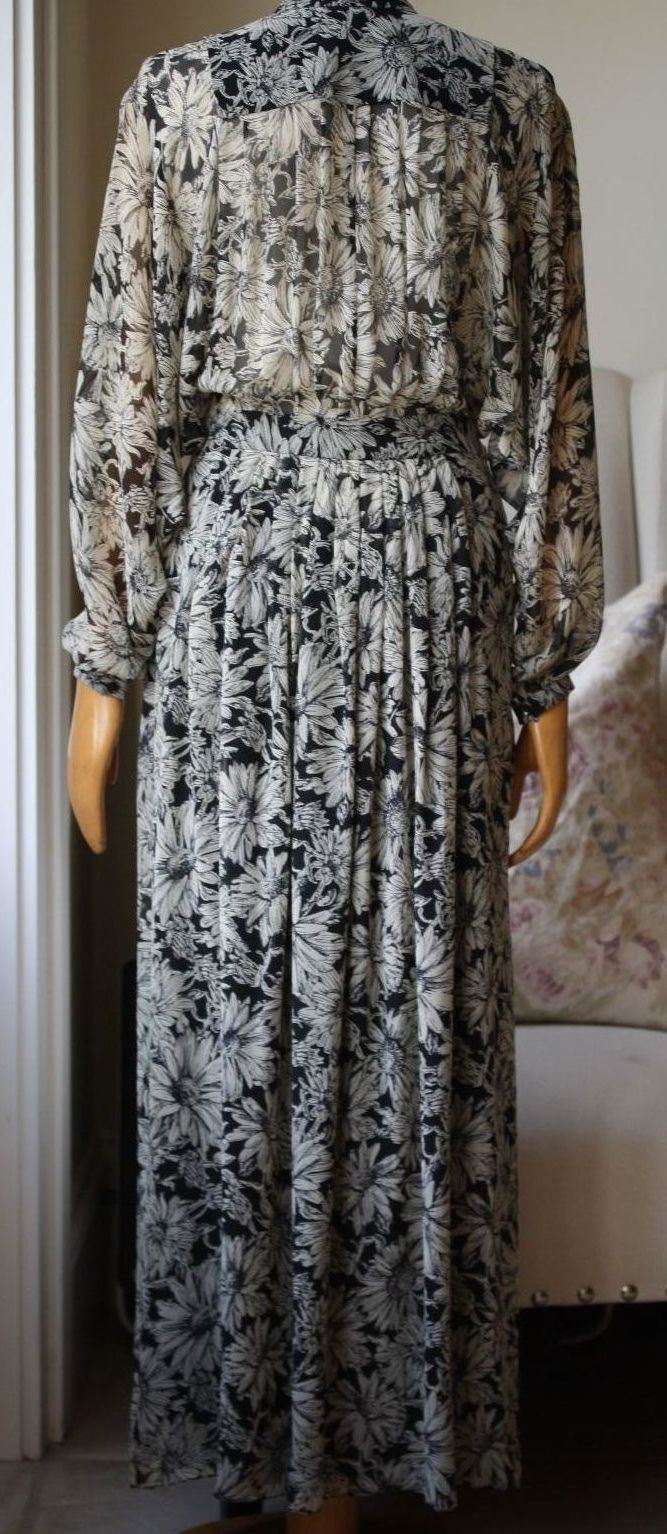 SAINT LAURENT CHIFFON FLORAL LONG MAXI DRESS FR 38 UK 10 - Image 6
