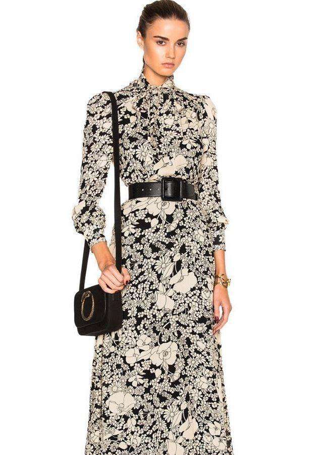 SAINT LAURENT CHIFFON FLORAL LONG MAXI DRESS FR 38 UK 10 - Image 9