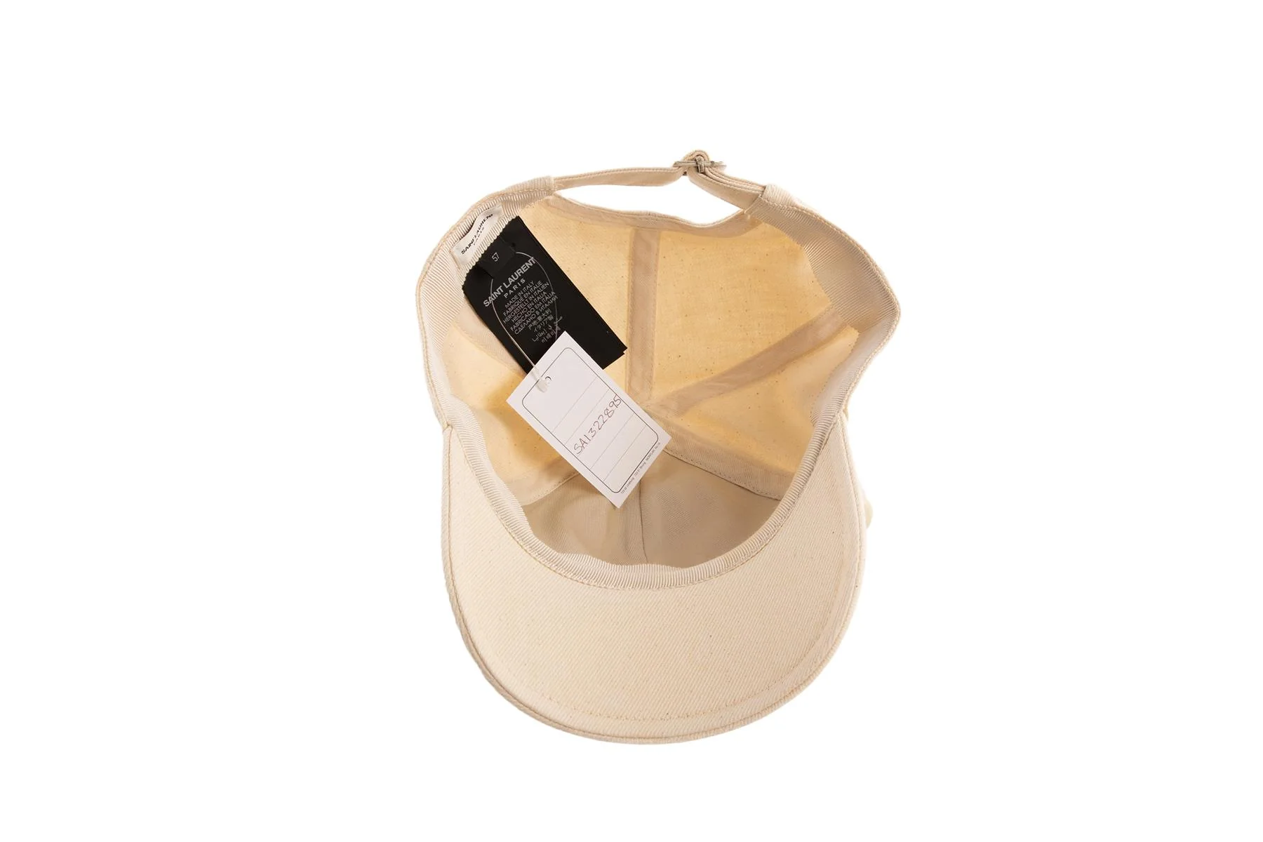 SAINT LAURENT CREAM COTTON BASEBELL CAP 57 CM - Image 6