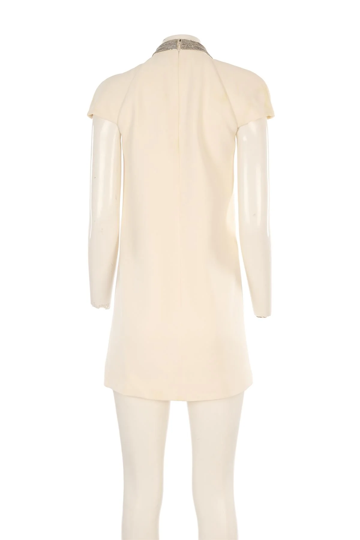 SAINT LAURENT CREAM SILK MIDI DRESS FR 38 UK 10 - Image 4