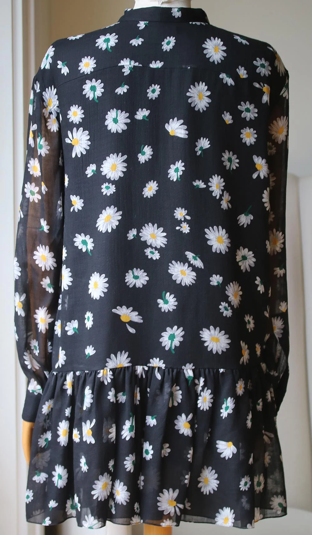 SAINT LAURENT DAISY PRINT WOOL MINI DRESS FR 42 UK 14 - Image 4