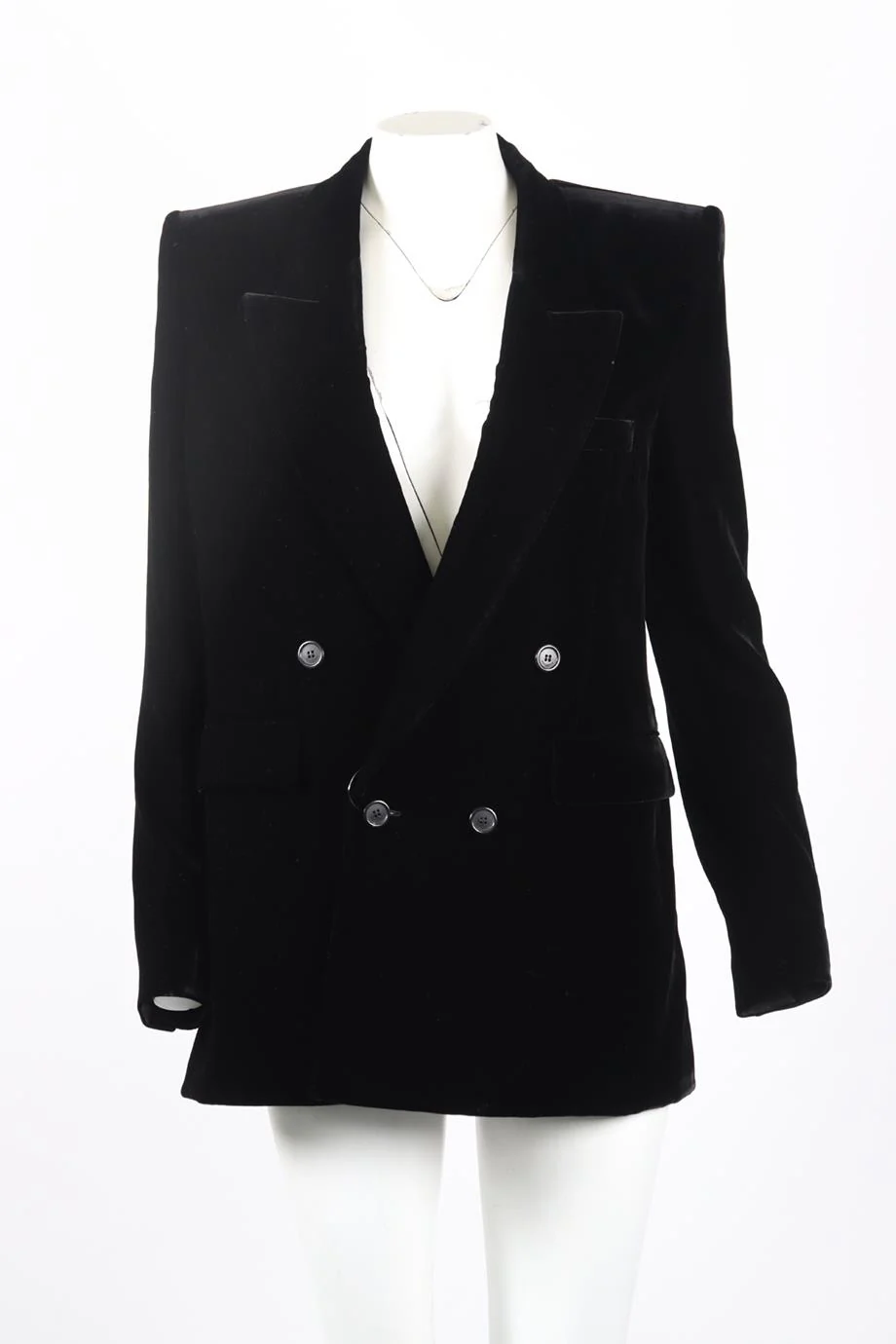SAINT LAURENT DOUBLE BREASTED VELVET BLAZER FR 44 UK 16 - Image 2