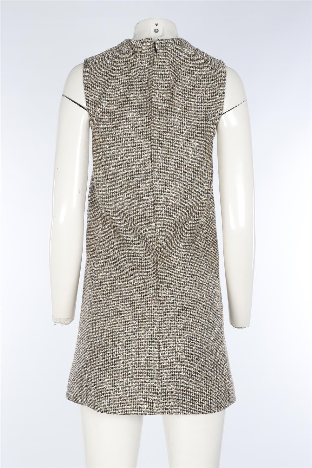 SAINT LAURENT GOLD COTTON MINI DRESS FR 34 UK 6 - Image 4