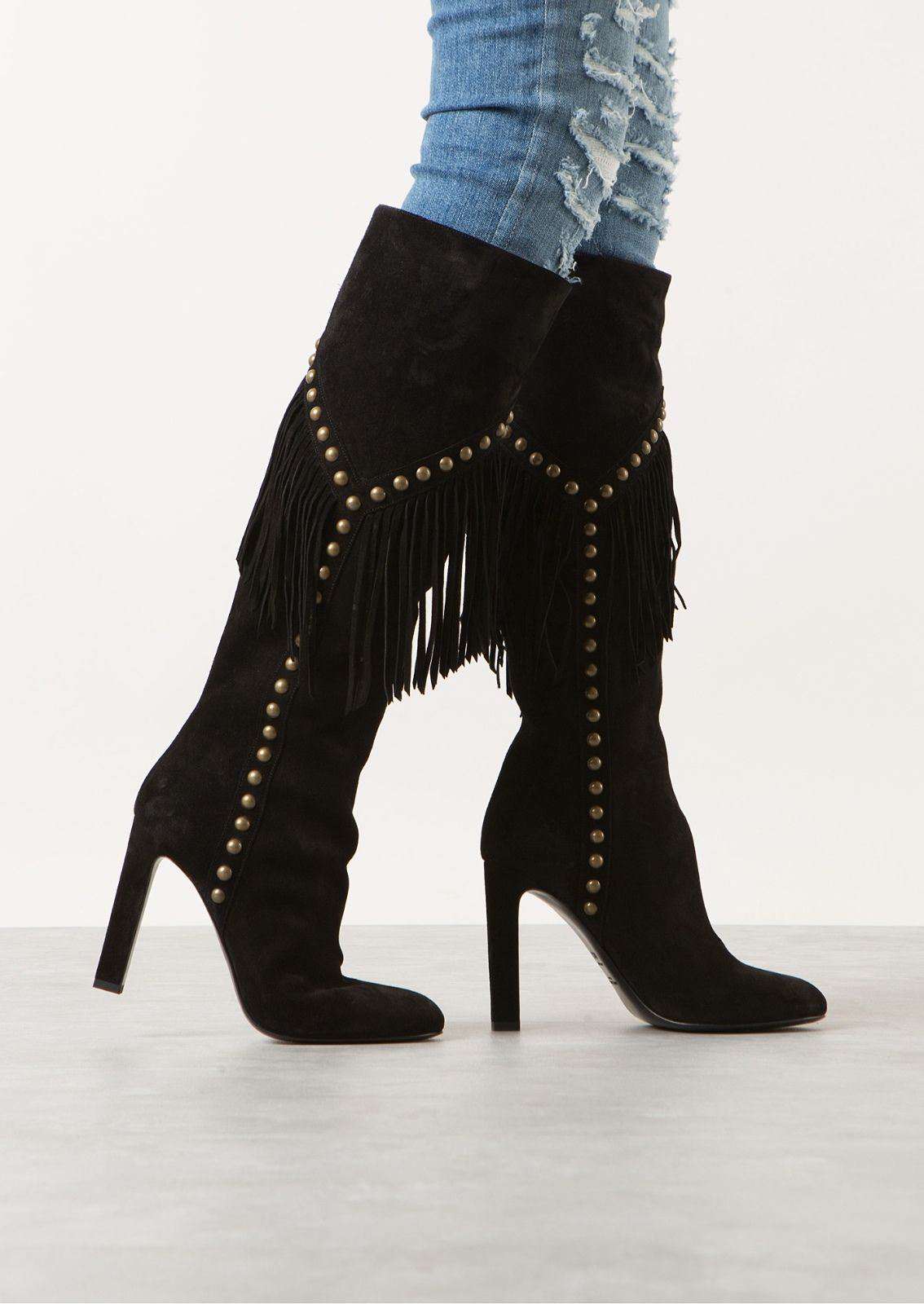 SAINT LAURENT GRACE FRINGED SUEDE BOOTS EU 37.5 UK 4.5 - Image 2