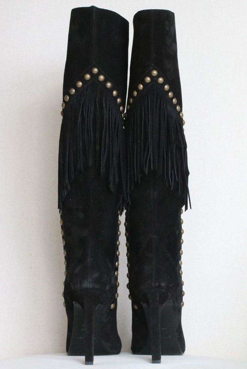 SAINT LAURENT GRACE FRINGED SUEDE BOOTS EU 37.5 UK 4.5 - Image 4