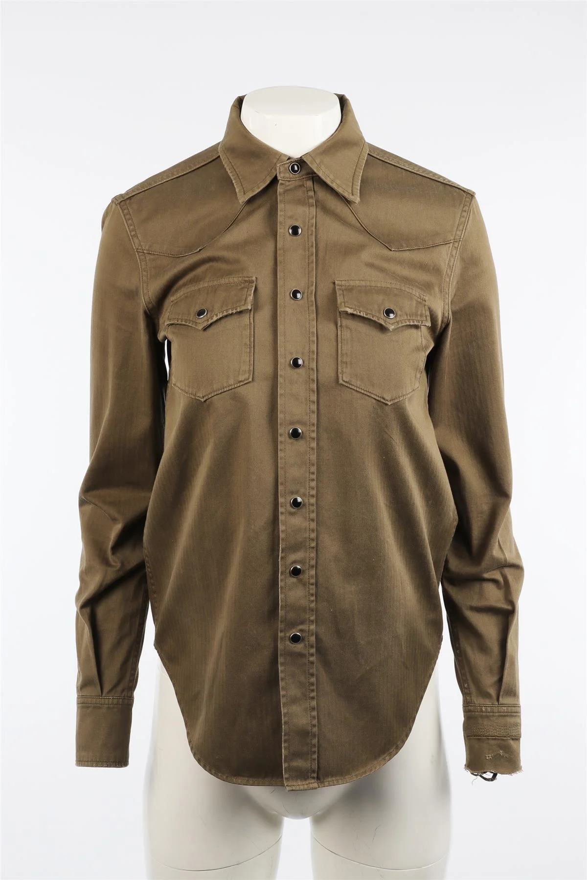 SAINT LAURENT GREEN COTTON SHIRT SMALL - Image 2