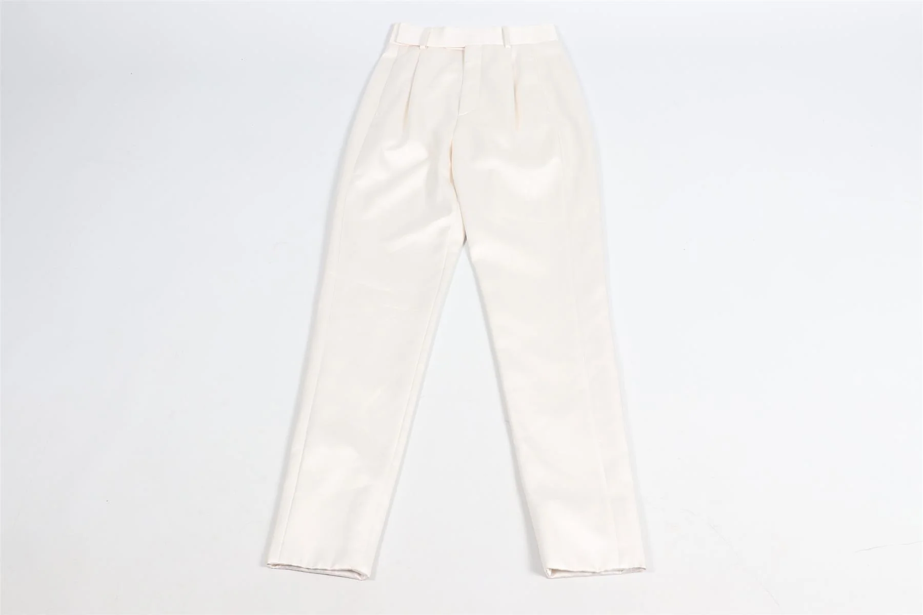 SAINT LAURENT IVORY SATIN TAPERED PANTS FR 34 UK 6 - Image 3