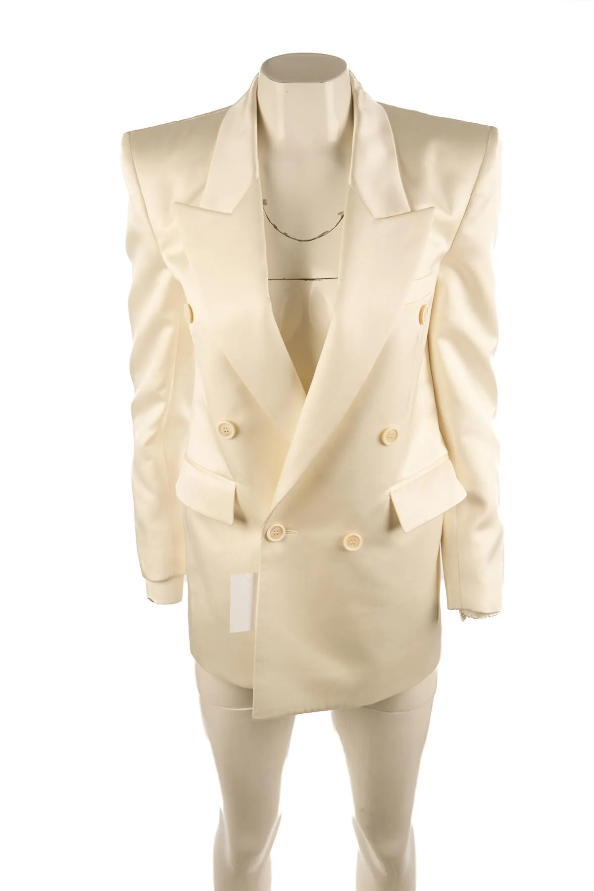 SAINT LAURENT IVORY SILK BLAZER FR 36 UK 8 - Image 2