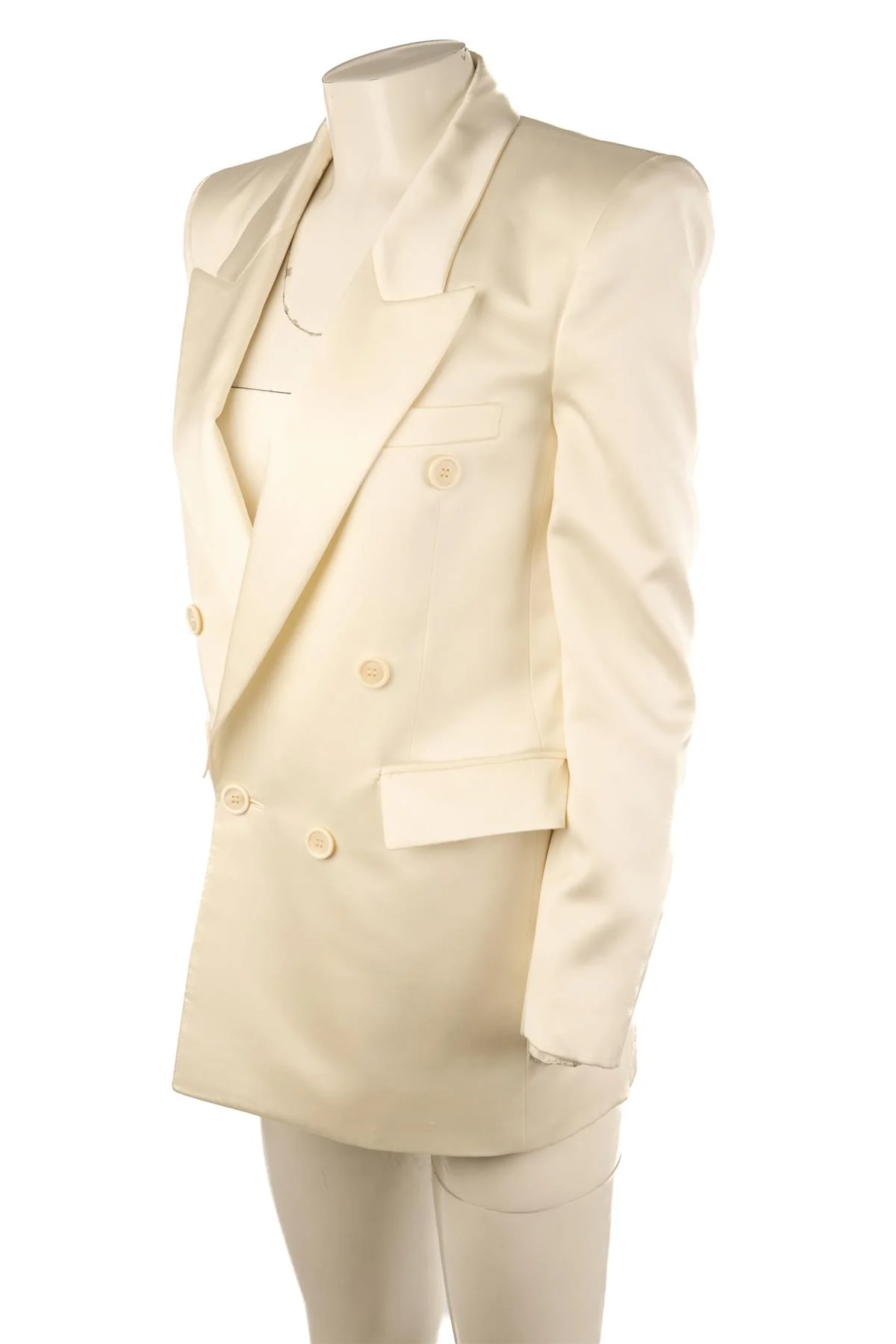 SAINT LAURENT IVORY SILK BLAZER FR 36 UK 8 - Image 3
