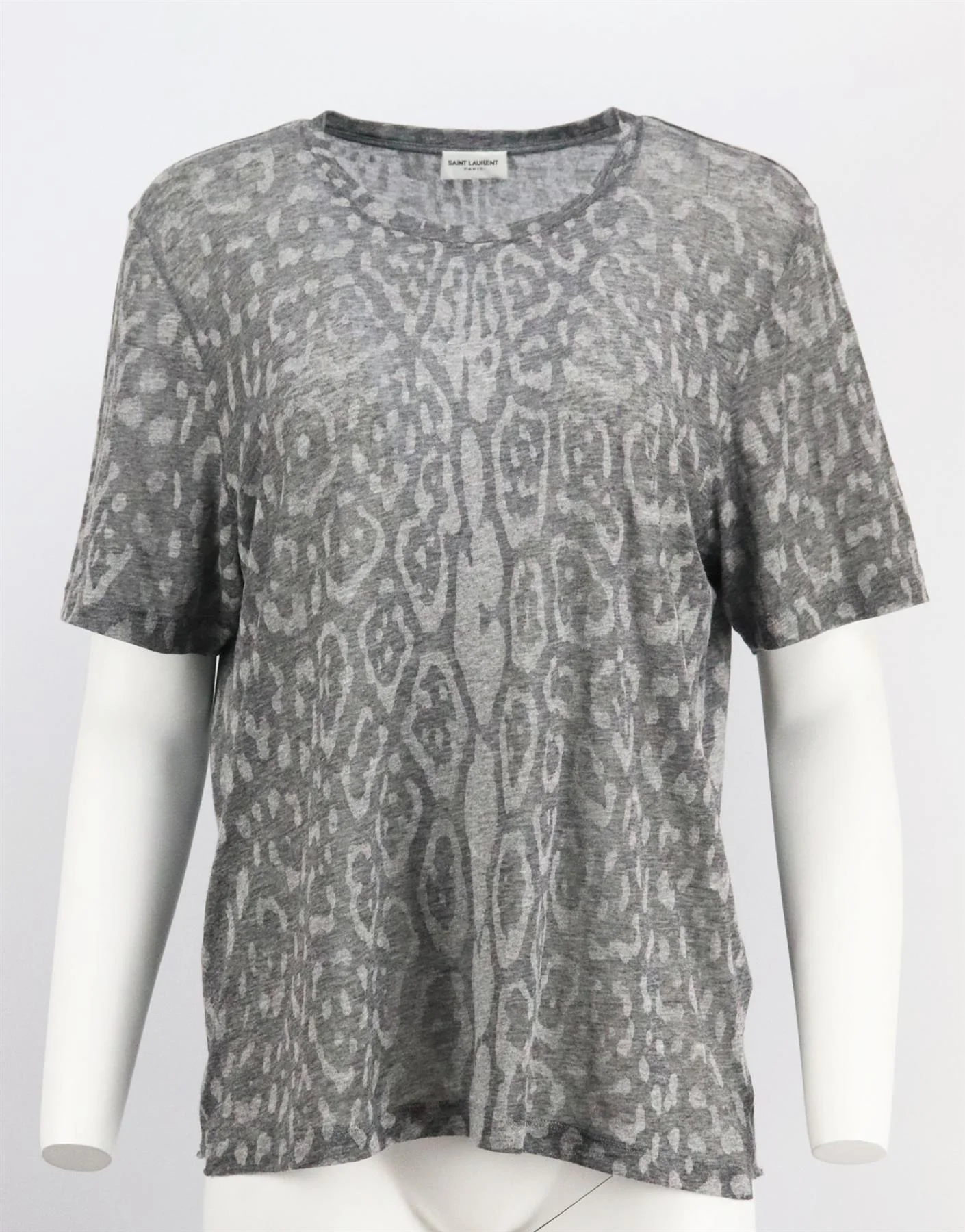 SAINT LAURENT LEOPARD PRINT COTTON BLEND JERSEY T-SHIRT SMALL - Image 2