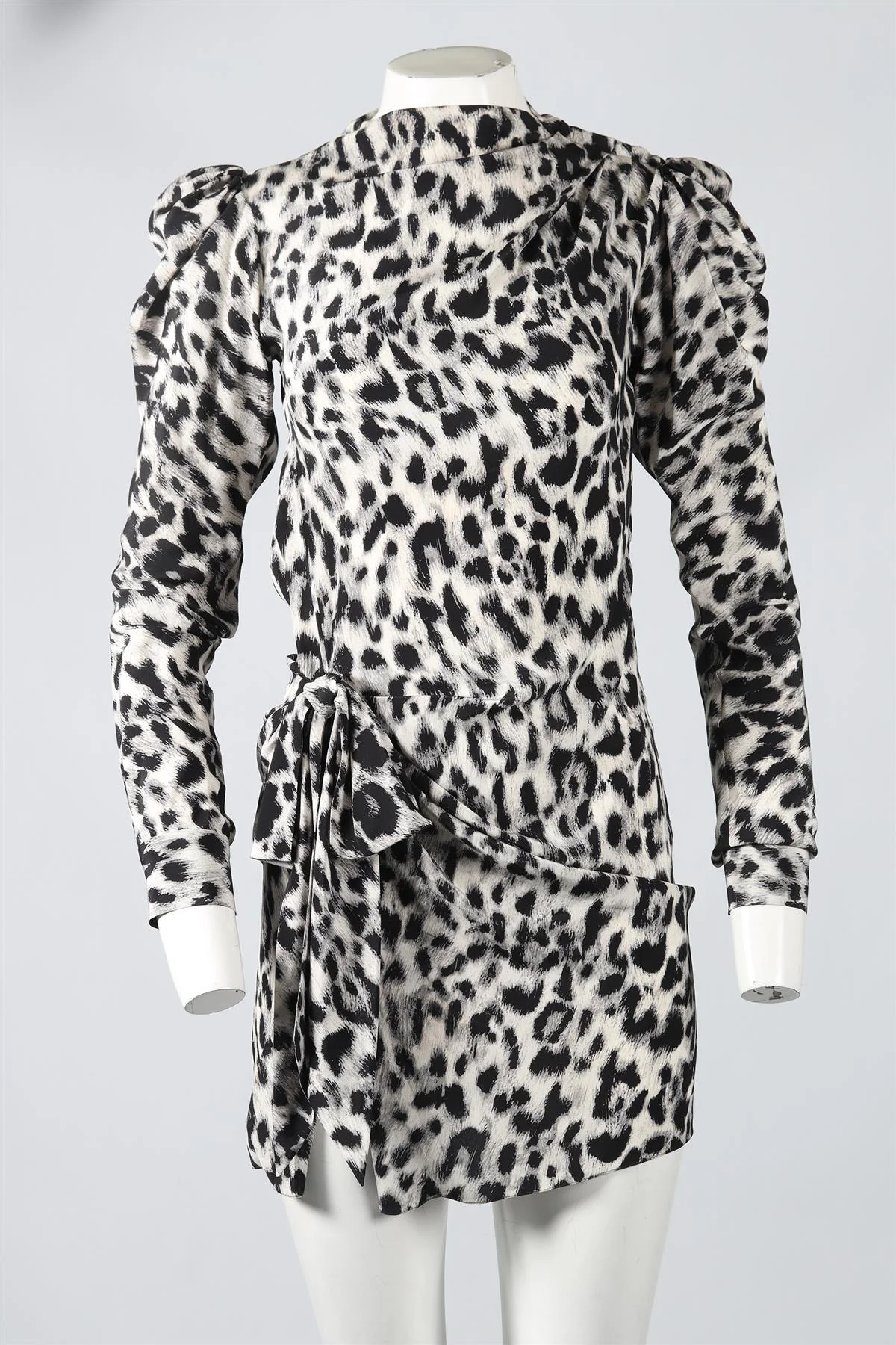 SAINT LAURENT LEOPARD PRINT SILK MINI DRESS FR 34 UK 6 - Image 2