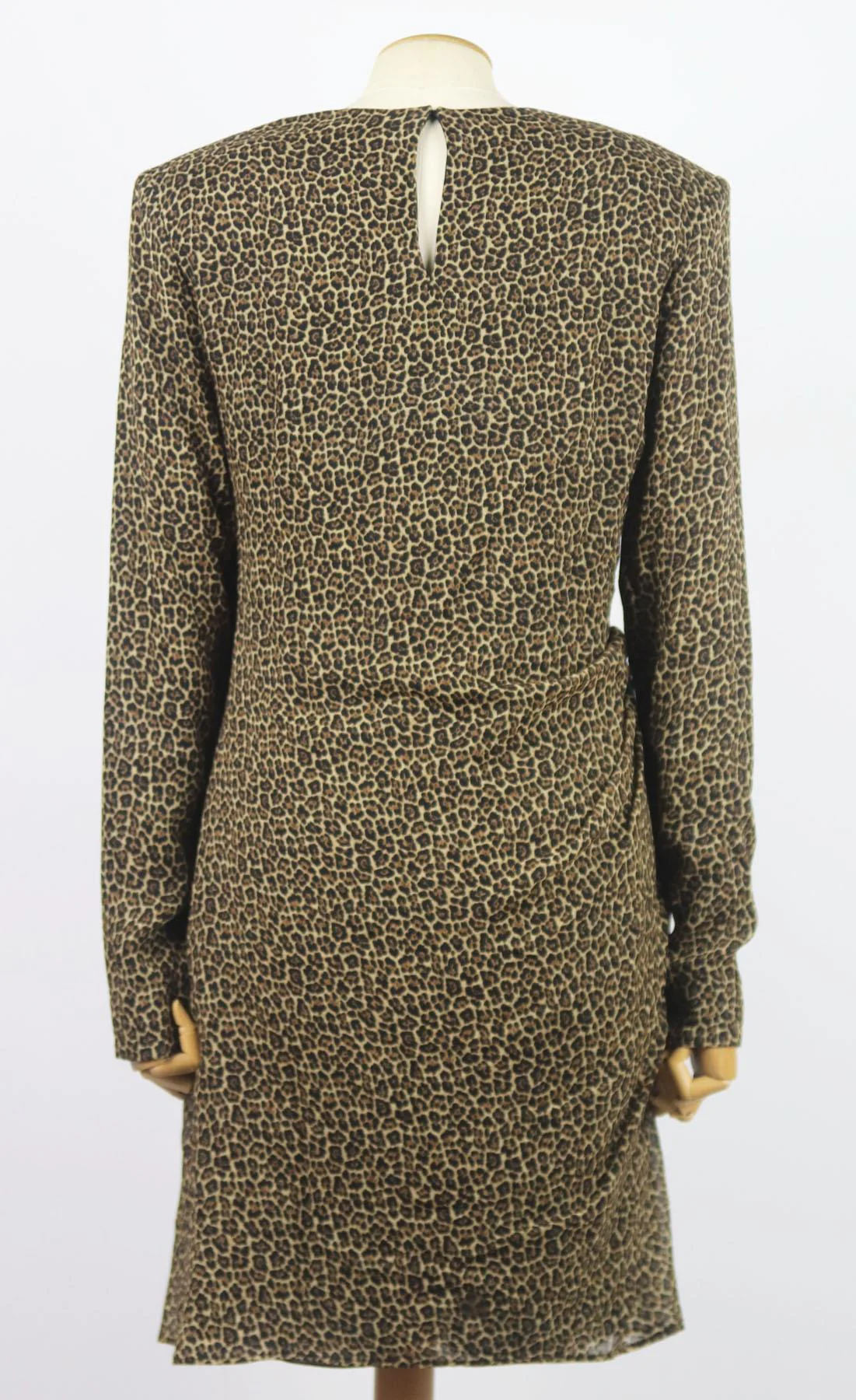 SAINT LAURENT LEOPARD PRINT WOOL MINI DRESS FR 44 UK 16 - Image 4