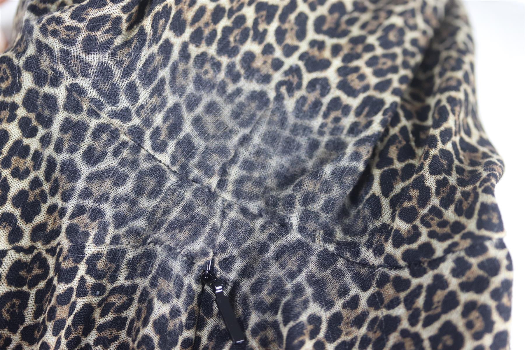 SAINT LAURENT LEOPARD PRINT WOOL MINI DRESS FR 44 UK 16 - Image 5