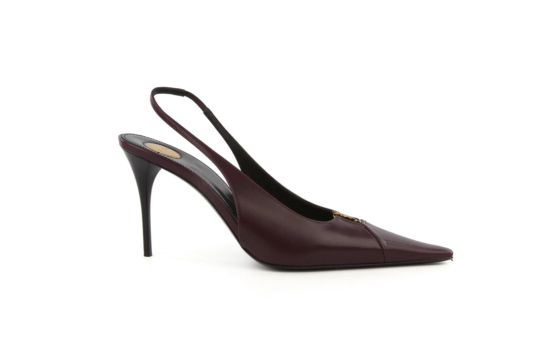 SAINT LAURENT MAROON LEATHER SLINGBACK PUMPS EU 39 UK 6 US 9 - Image 2