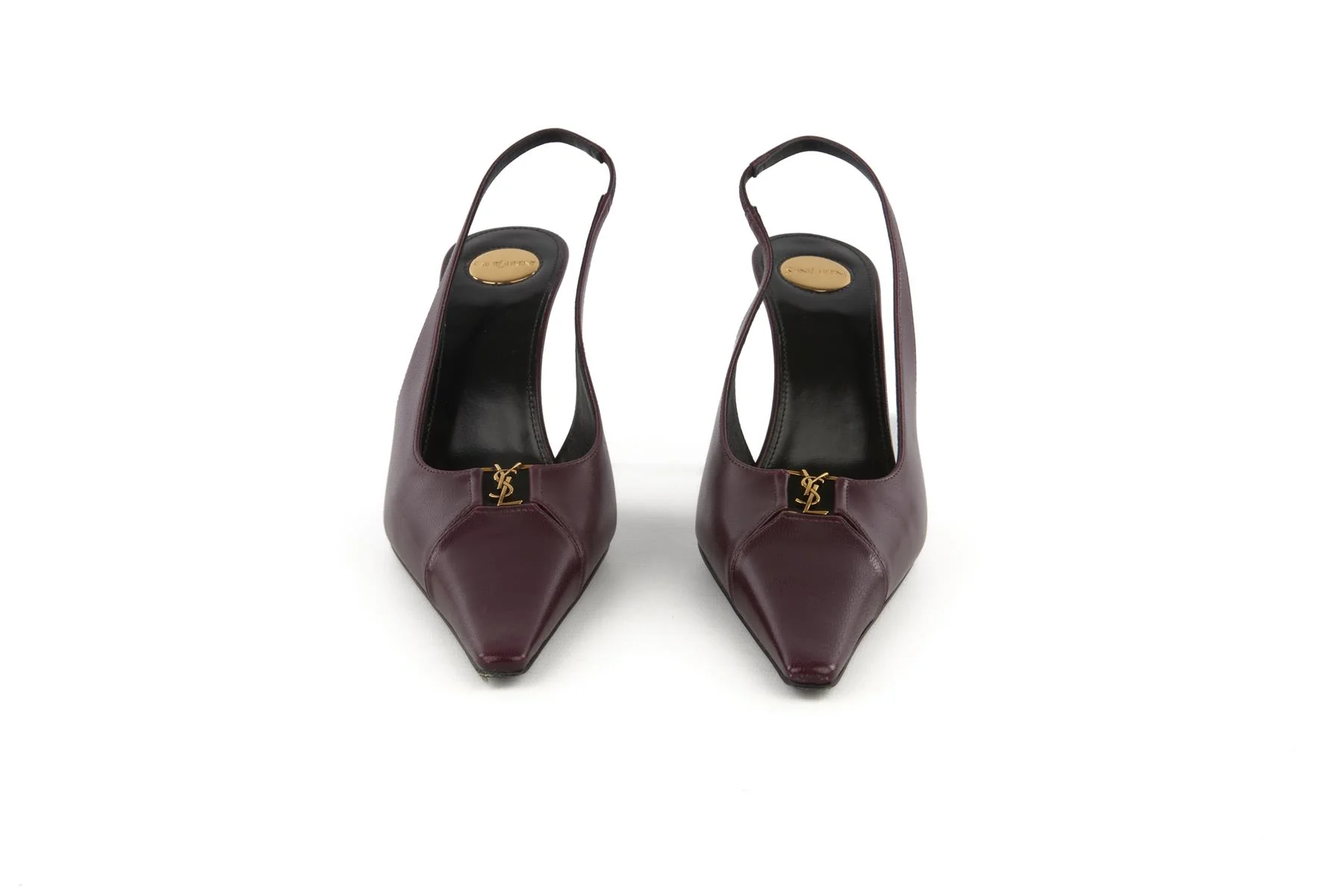 SAINT LAURENT MAROON LEATHER SLINGBACK PUMPS EU 39 UK 6 US 9 - Image 3
