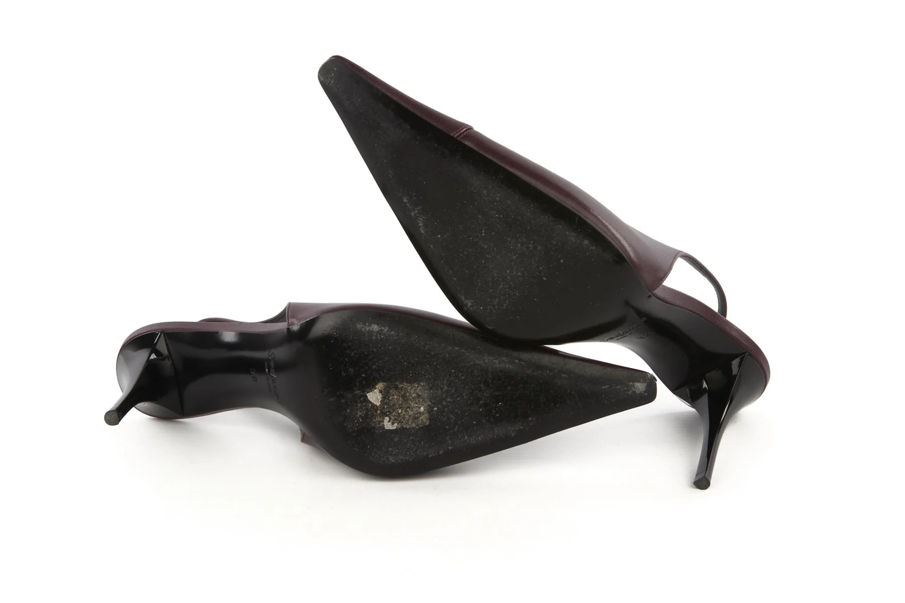 SAINT LAURENT MAROON LEATHER SLINGBACK PUMPS EU 39 UK 6 US 9 - Image 6