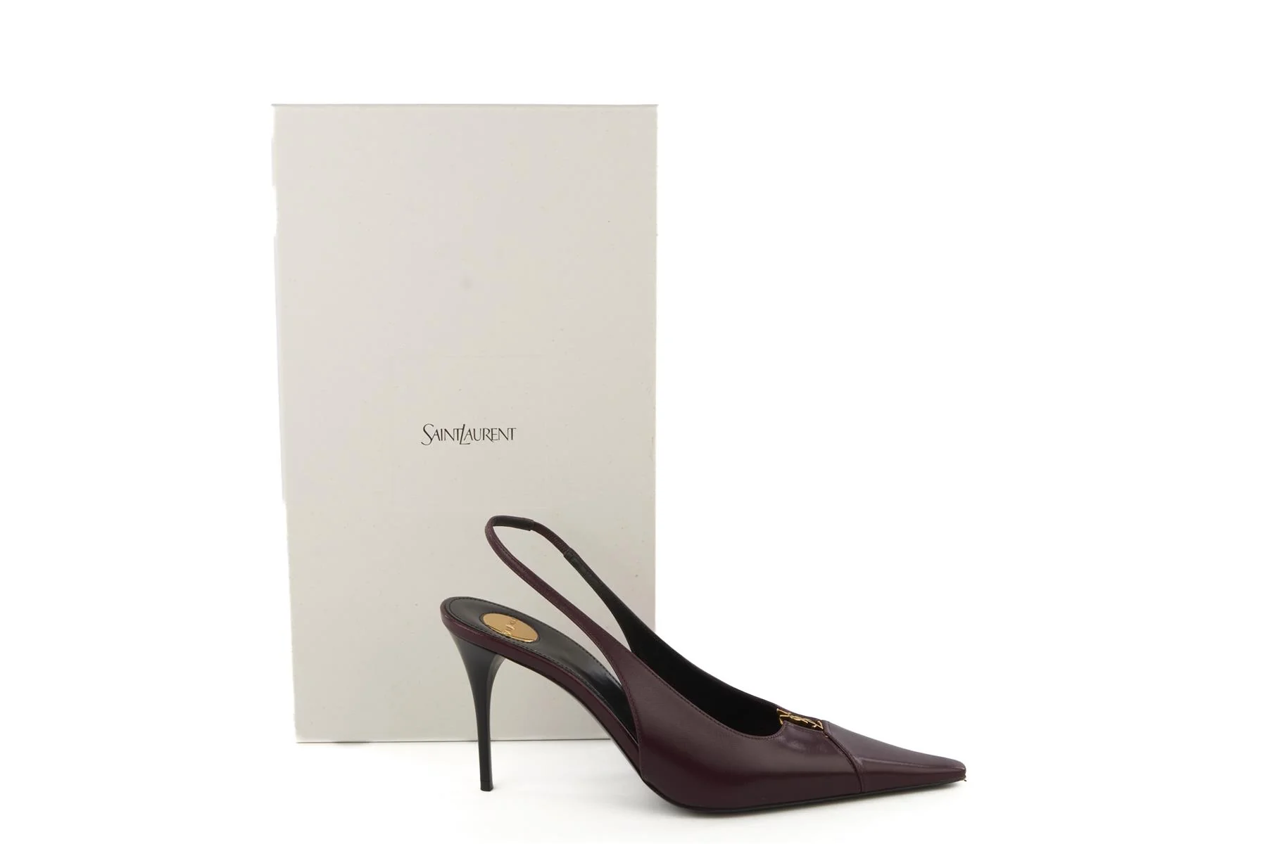 SAINT LAURENT MAROON LEATHER SLINGBACK PUMPS EU 39 UK 6 US 9 - Image 7