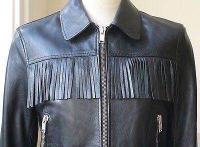 SAINT LAURENT NAPPA LEATHER FRINGE PERFECTO JACKET UK 8 - Image 3
