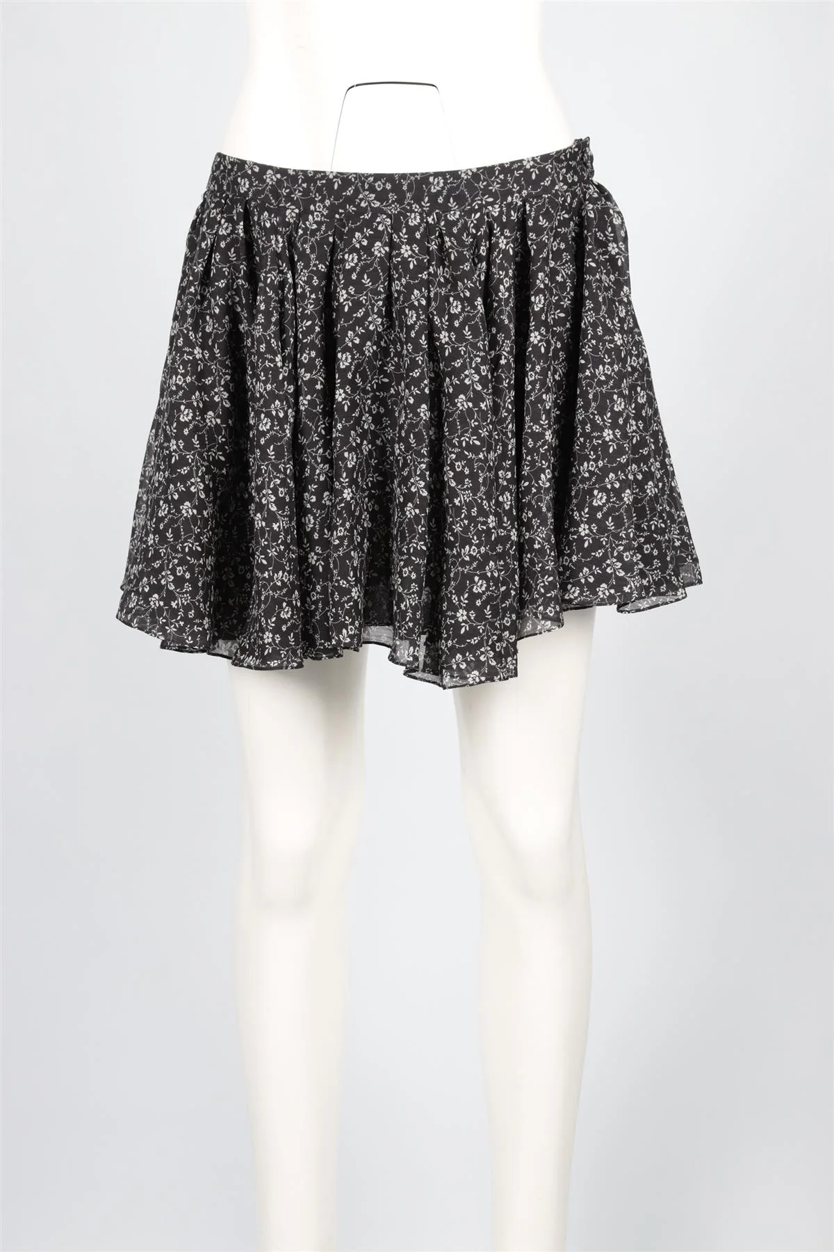 SAINT LAURENT NAVY SILK MINI SKIRT FR 38 UK 10 - Image 2