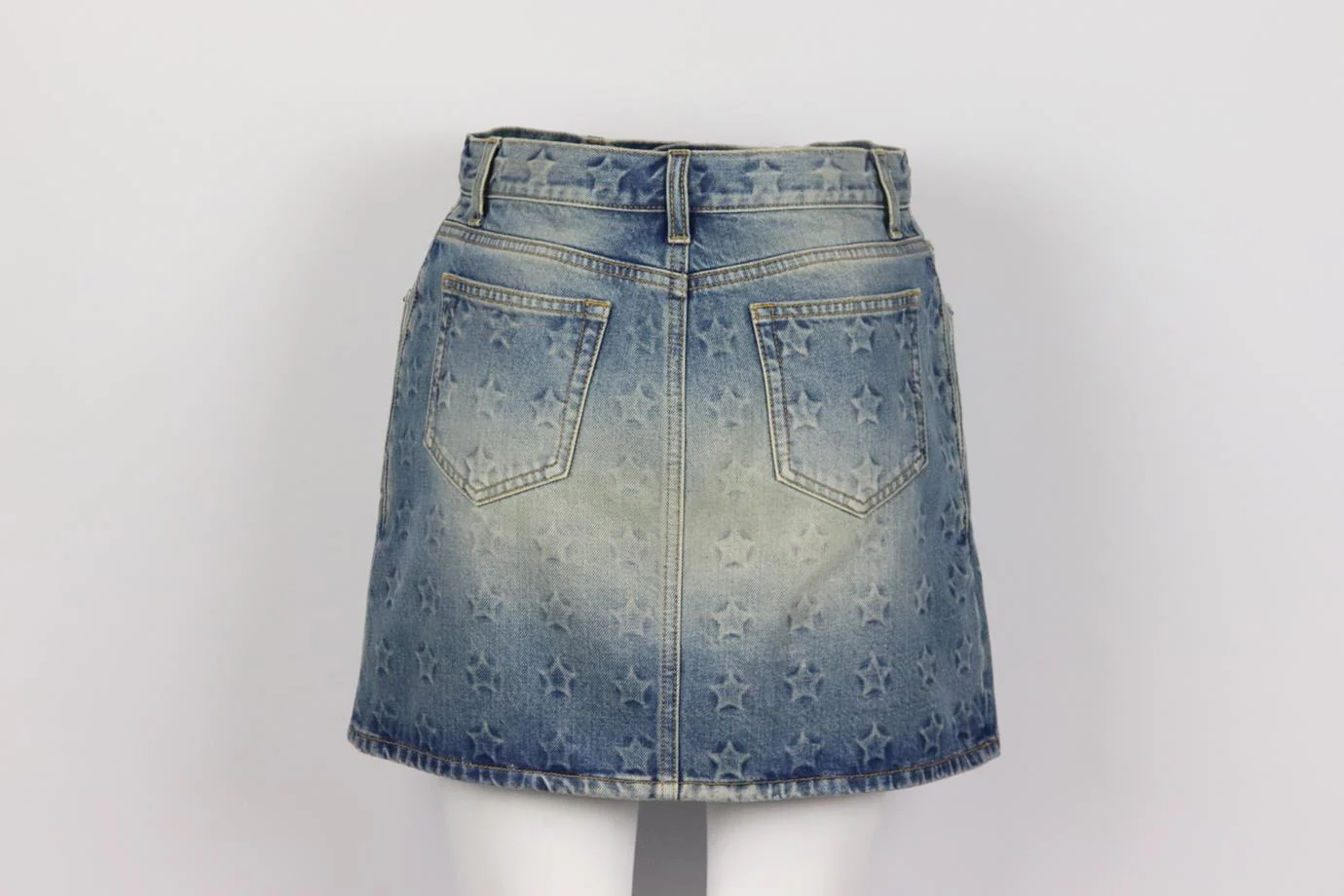 SAINT LAURENT PRINTED DENIM MINI SKIRT W29 UK 10/12 - Image 4