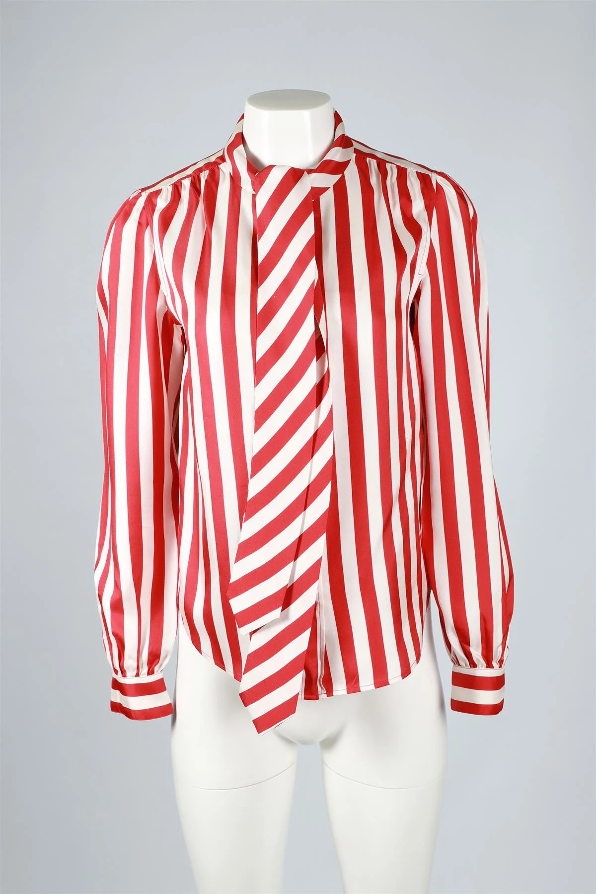 SAINT LAURENT RED AND WHITE SILK BLOUSE - Image 2
