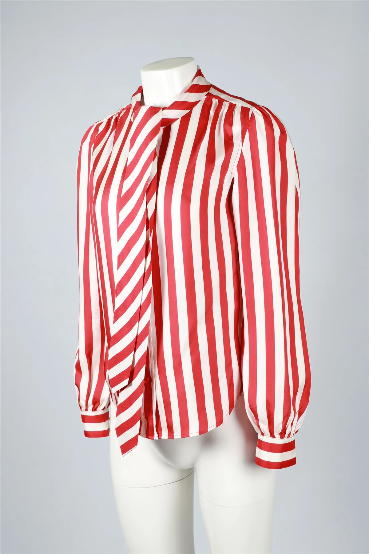 SAINT LAURENT RED AND WHITE SILK BLOUSE - Image 3
