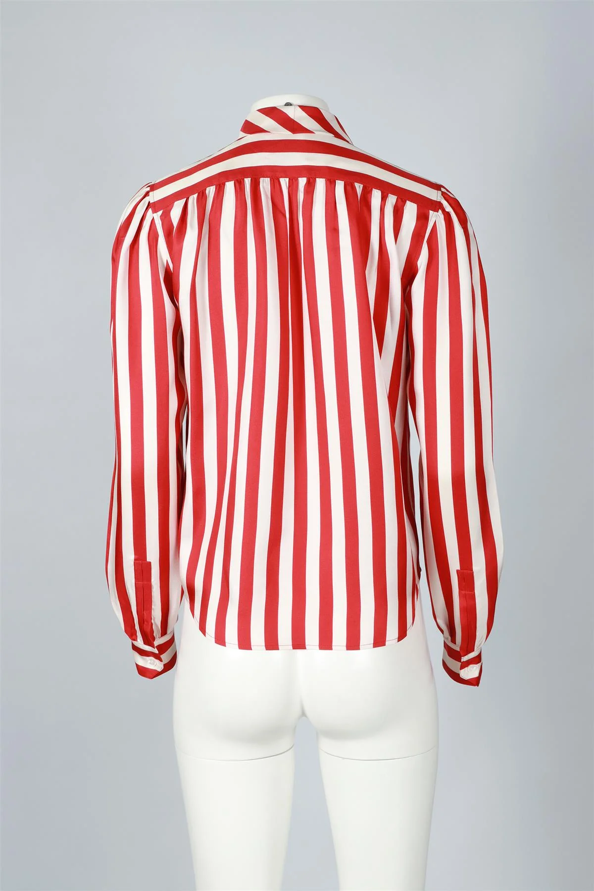 SAINT LAURENT RED AND WHITE SILK BLOUSE - Image 4