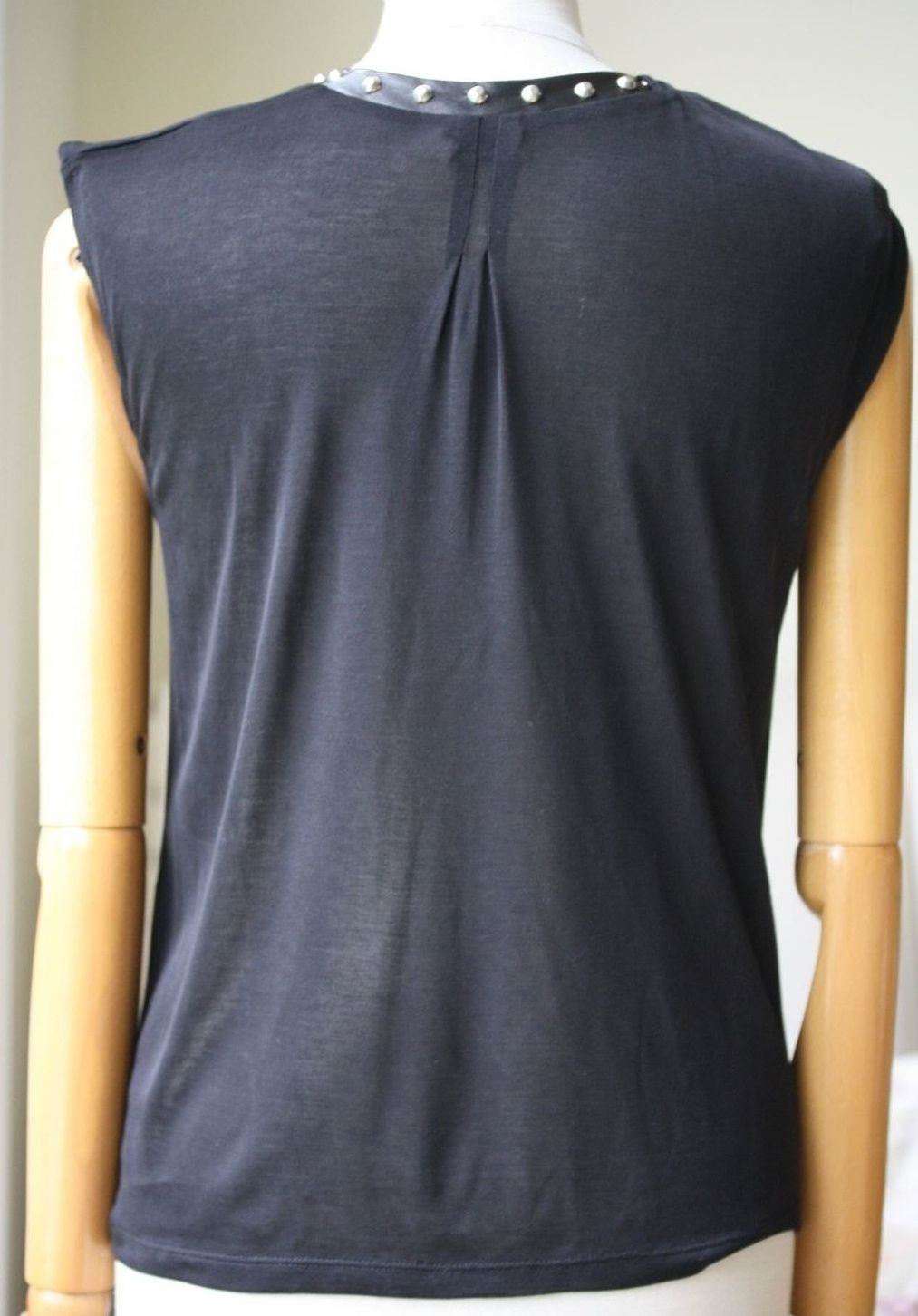 SAINT LAURENT STUDDED LEATHER TRIM TWIST SHOULDER TOP XSMALL - Image 4
