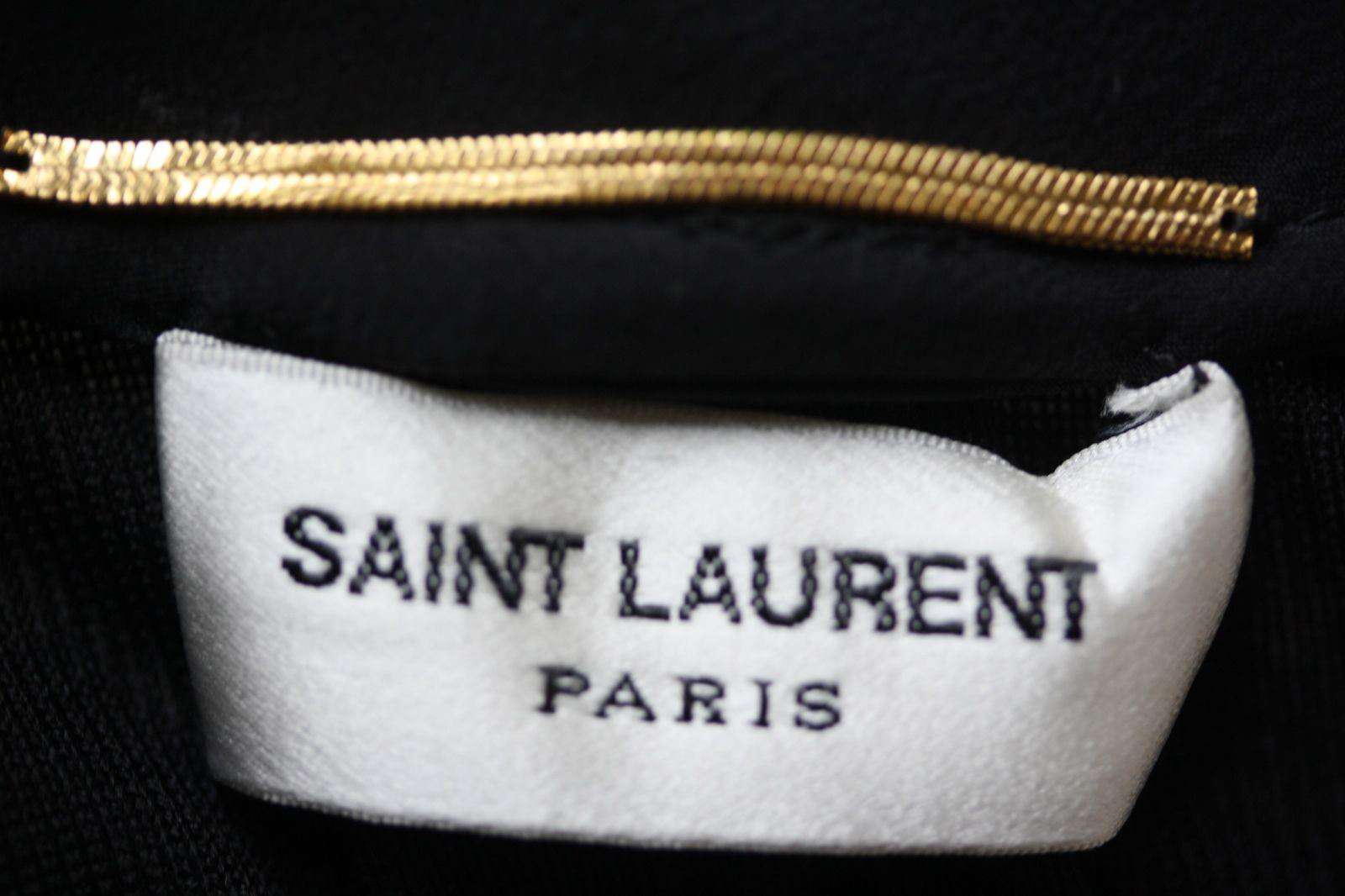 SAINT LAURENT STUDDED LEATHER TRIM TWIST SHOULDER TOP XSMALL - Image 8