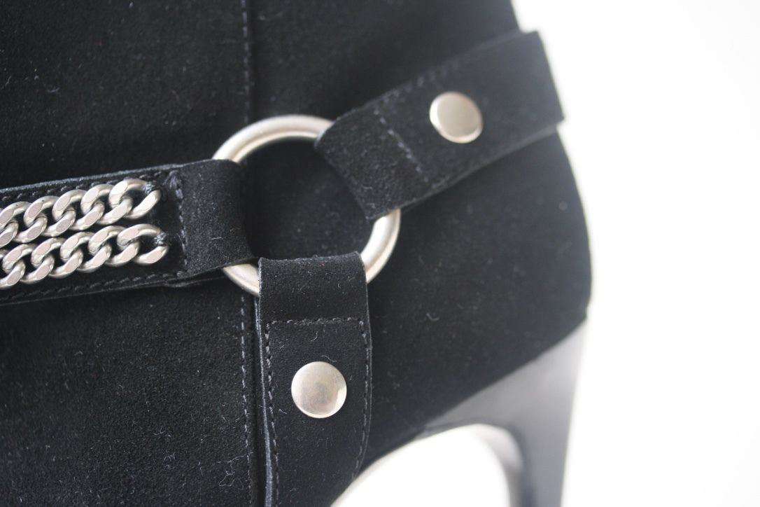SAINT LAURENT SUEDE CHAIN ANKLE BOOTS EU 38 UK 5 - Image 10