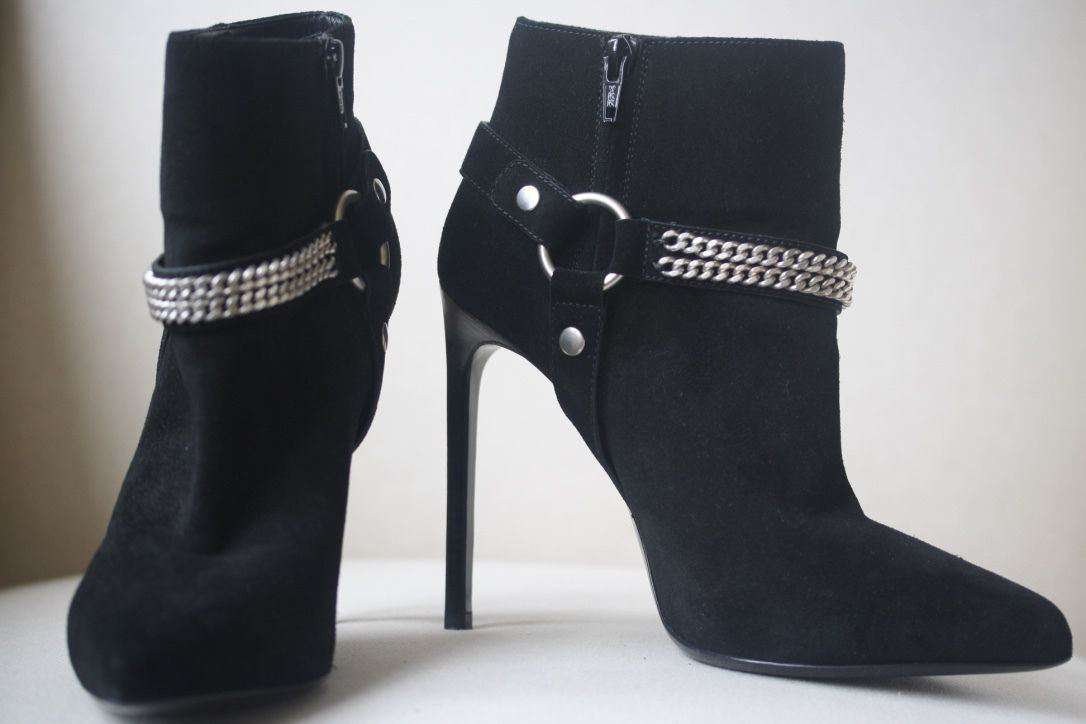 SAINT LAURENT SUEDE CHAIN ANKLE BOOTS EU 38 UK 5 - Image 11
