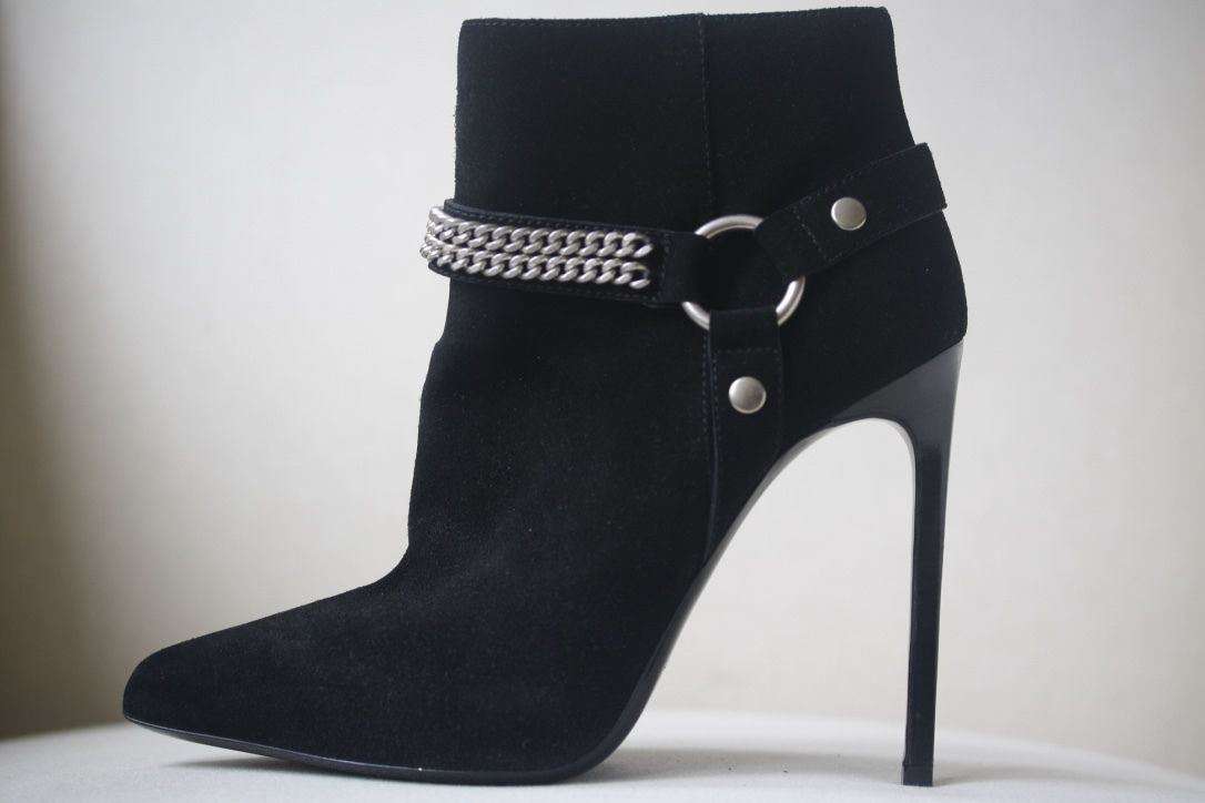 SAINT LAURENT SUEDE CHAIN ANKLE BOOTS EU 38 UK 5 - Image 9