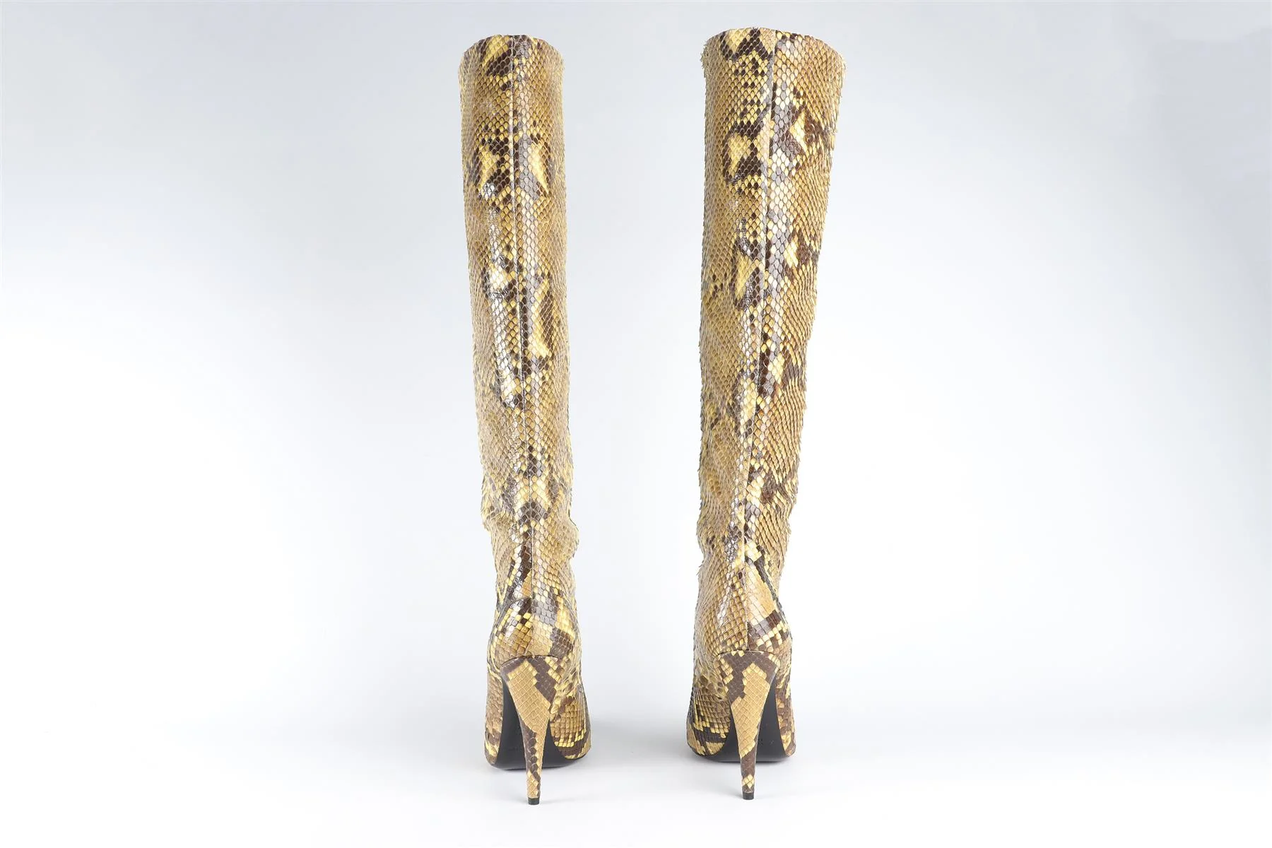 SAINT LAURENT YELLOW SNAKESKIN KNEE HIGH BOOTS EU 39.5 UK 6.5 US 9.5 - Image 5